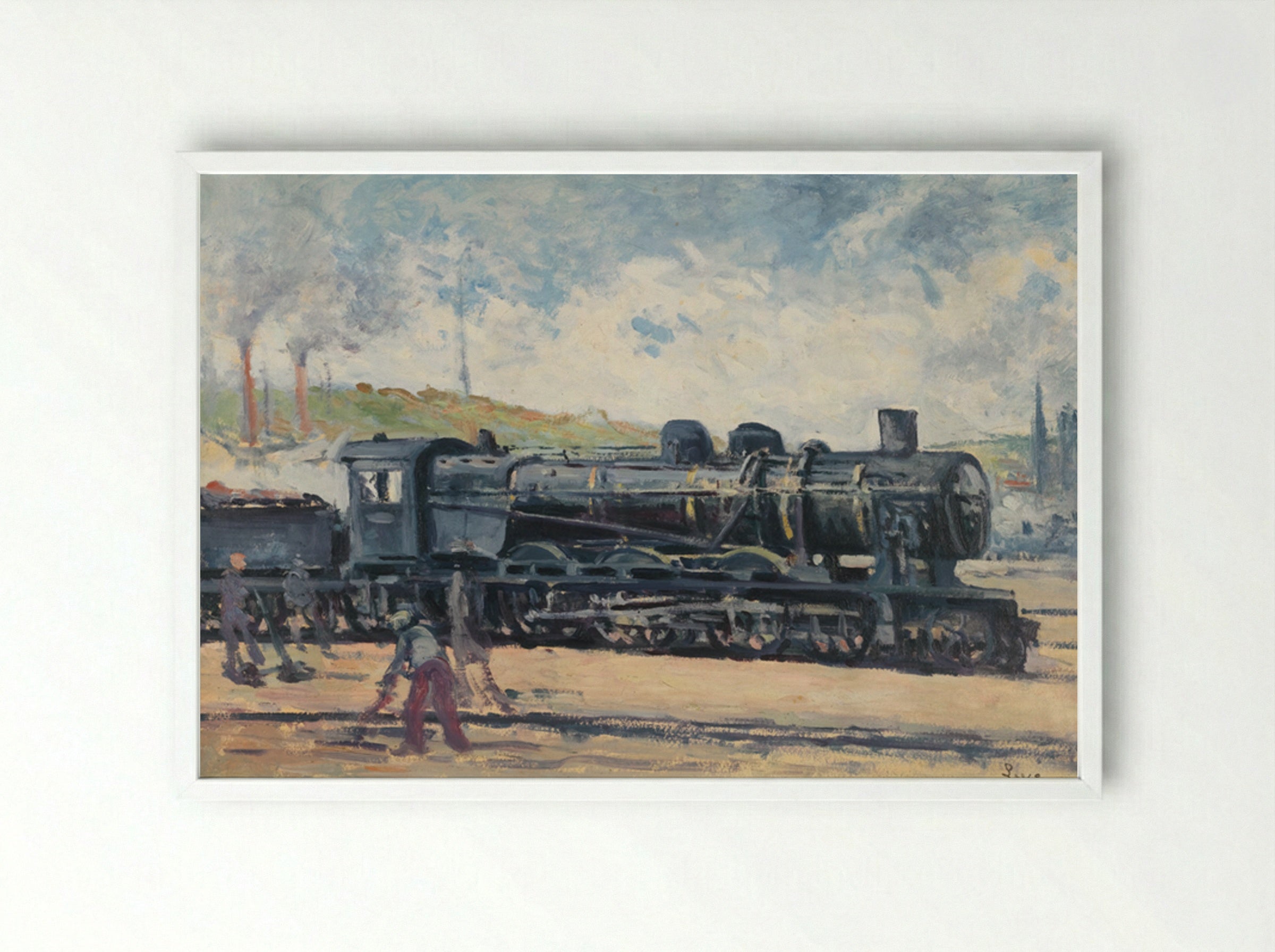 La Locomotive, Environs De Charleroi - Maximilien Luce - Framed Print White