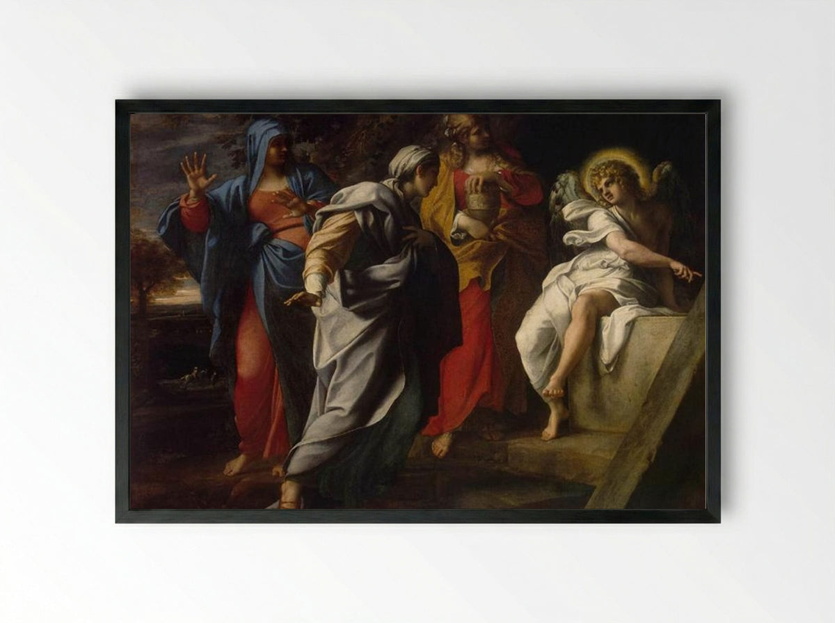 Holy Women at Christ's Tomb - Annibale Carracci - Framed Print Black