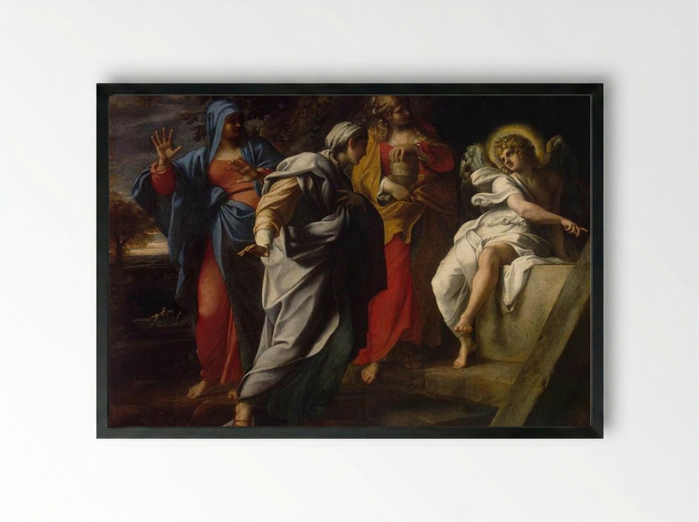 Holy Women at Christ's Tomb - Annibale Carracci - Framed Print Black