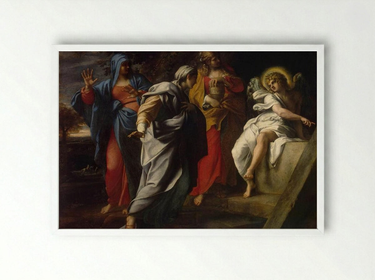 Holy Women at Christ's Tomb - Annibale Carracci - Framed Print White