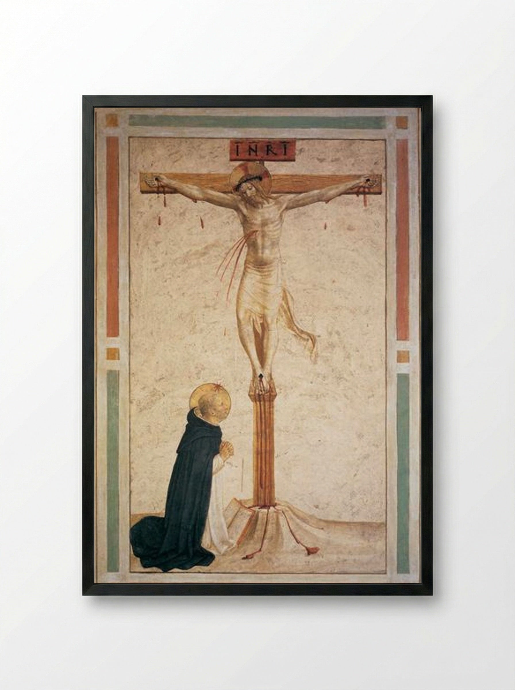 Crucifixion with St. Dominic - Fra Angelico - Framed Print Black