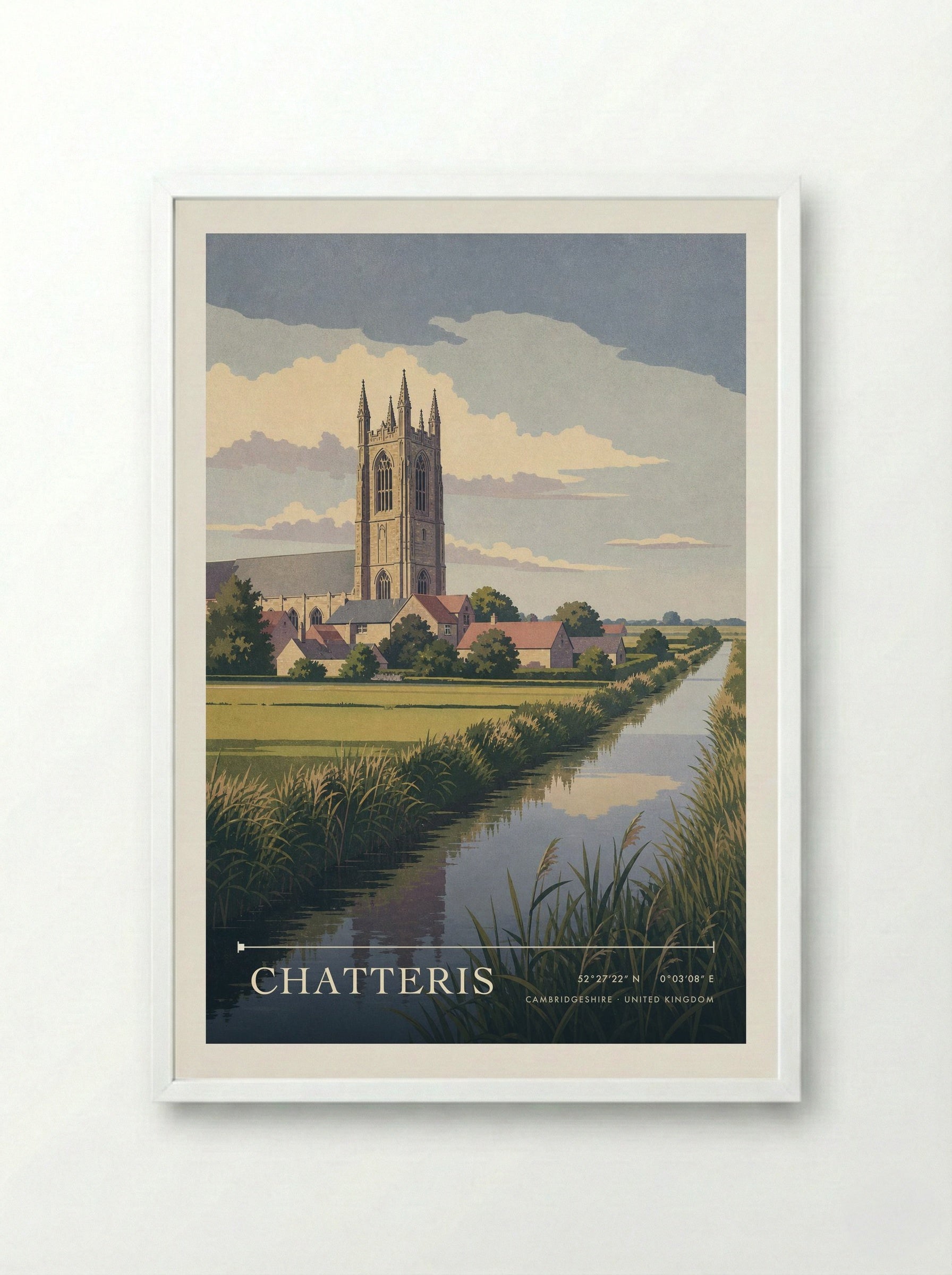 Chatteris Cambridgeshire United Kingdom Travel Poster - Framed Print White