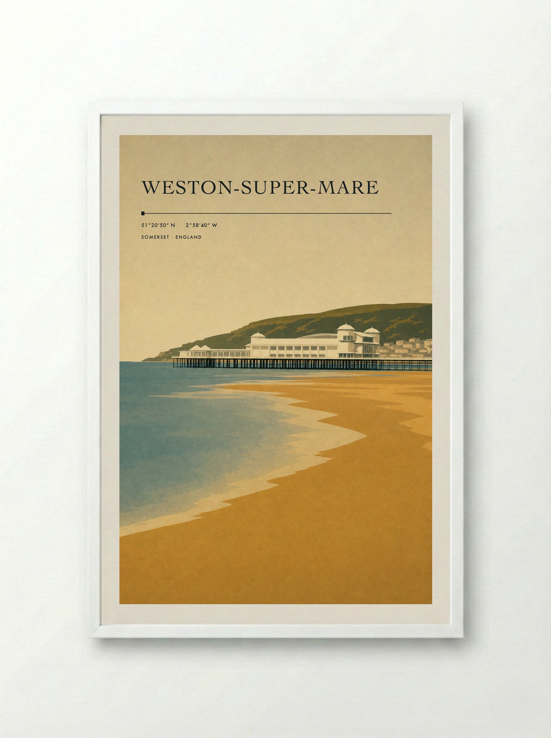 Weston-Super-Mare Travel Poster - Framed Print White