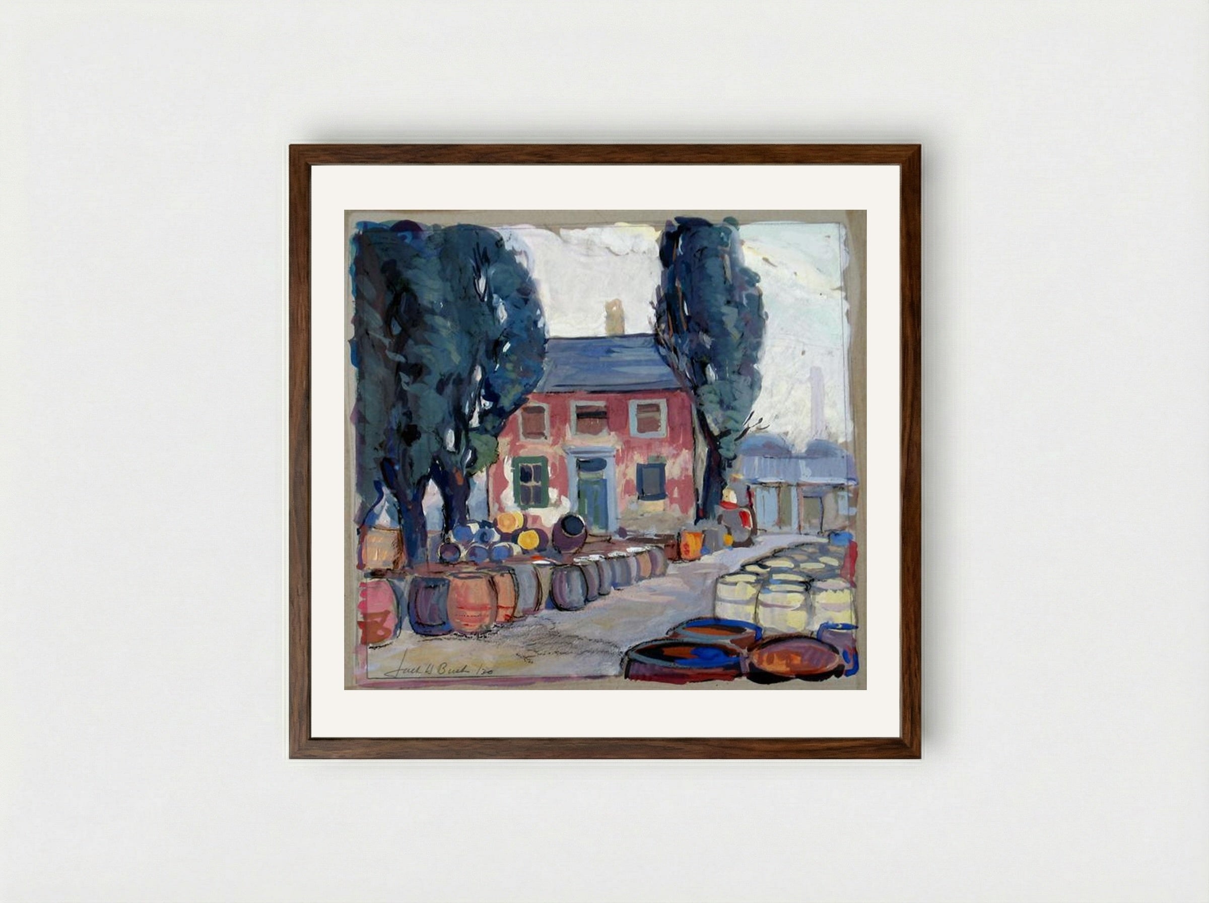 King Street West, Toronto - Jack Bush - Framed Print Dark Wood