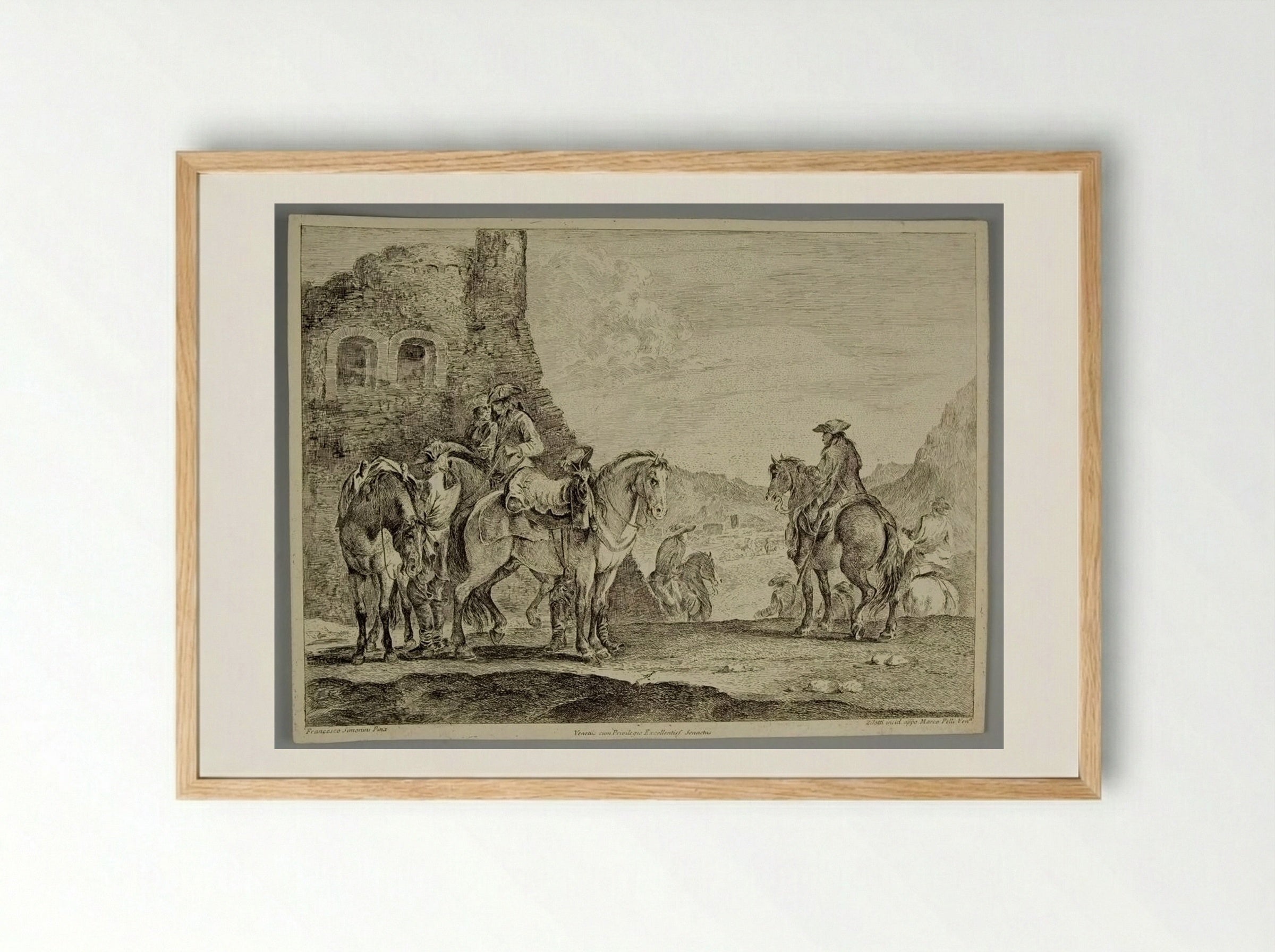 Horsemen Near a Ruin - Domenico Bernardo Zilotti - Framed Print Wood