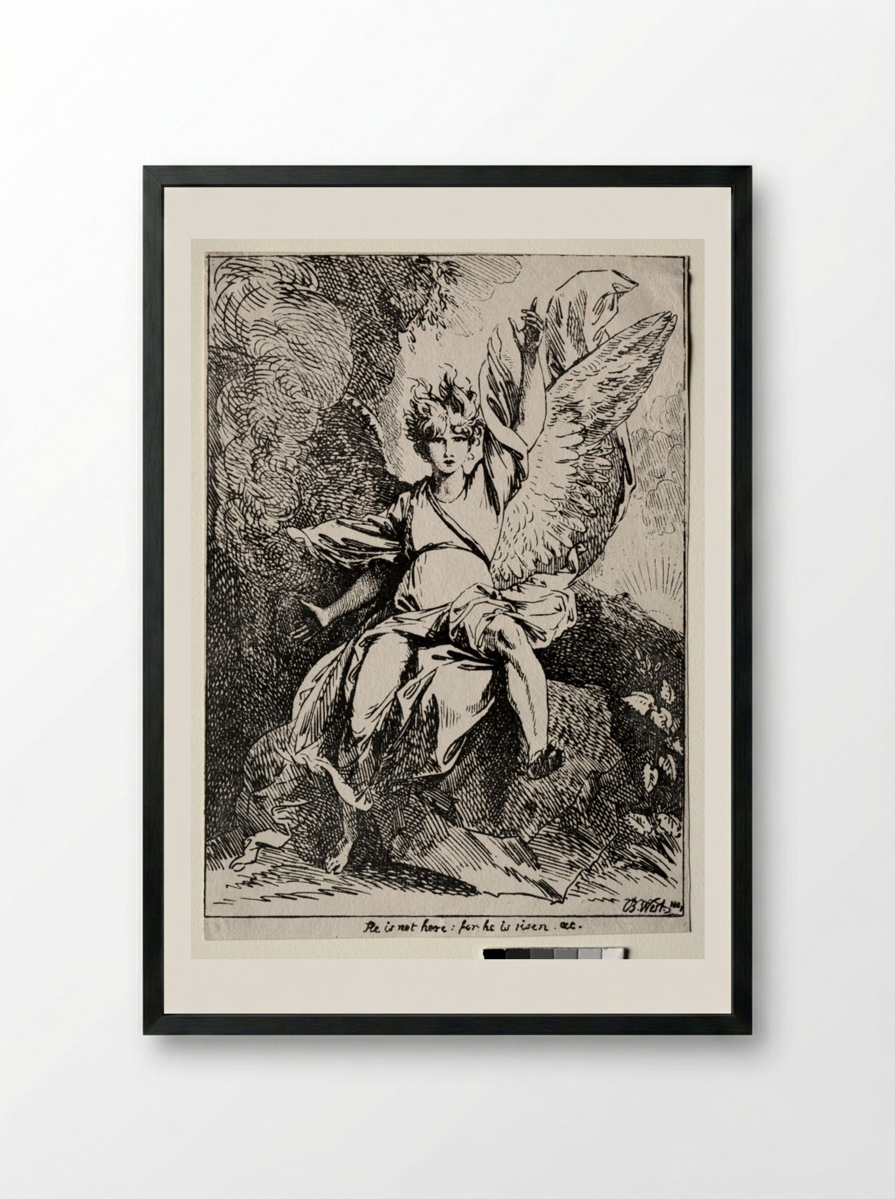 The Angel at the Tomb of Christ - Benjamin West - Framed Print Black