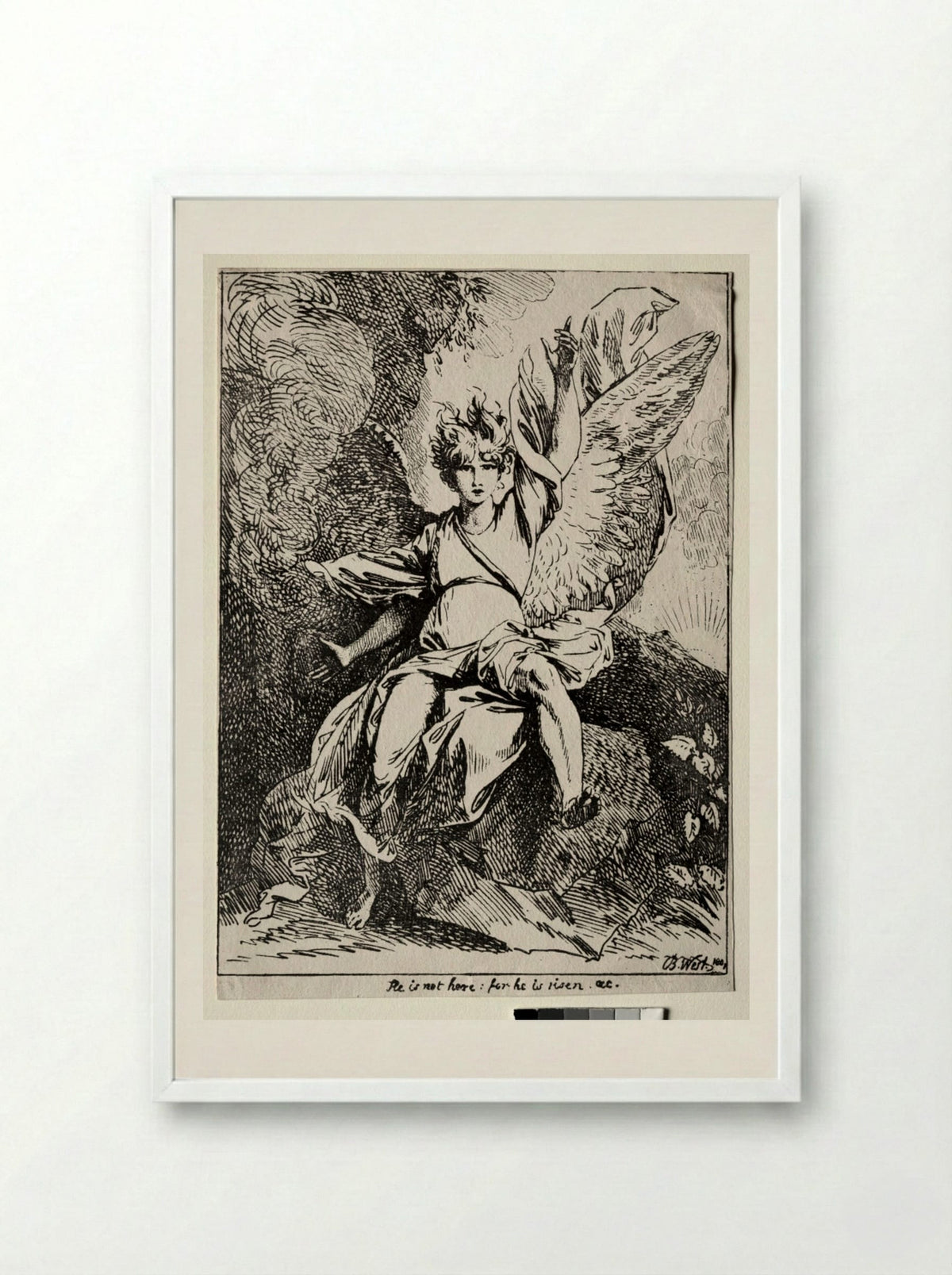 The Angel at the Tomb of Christ - Benjamin West - Framed Print White