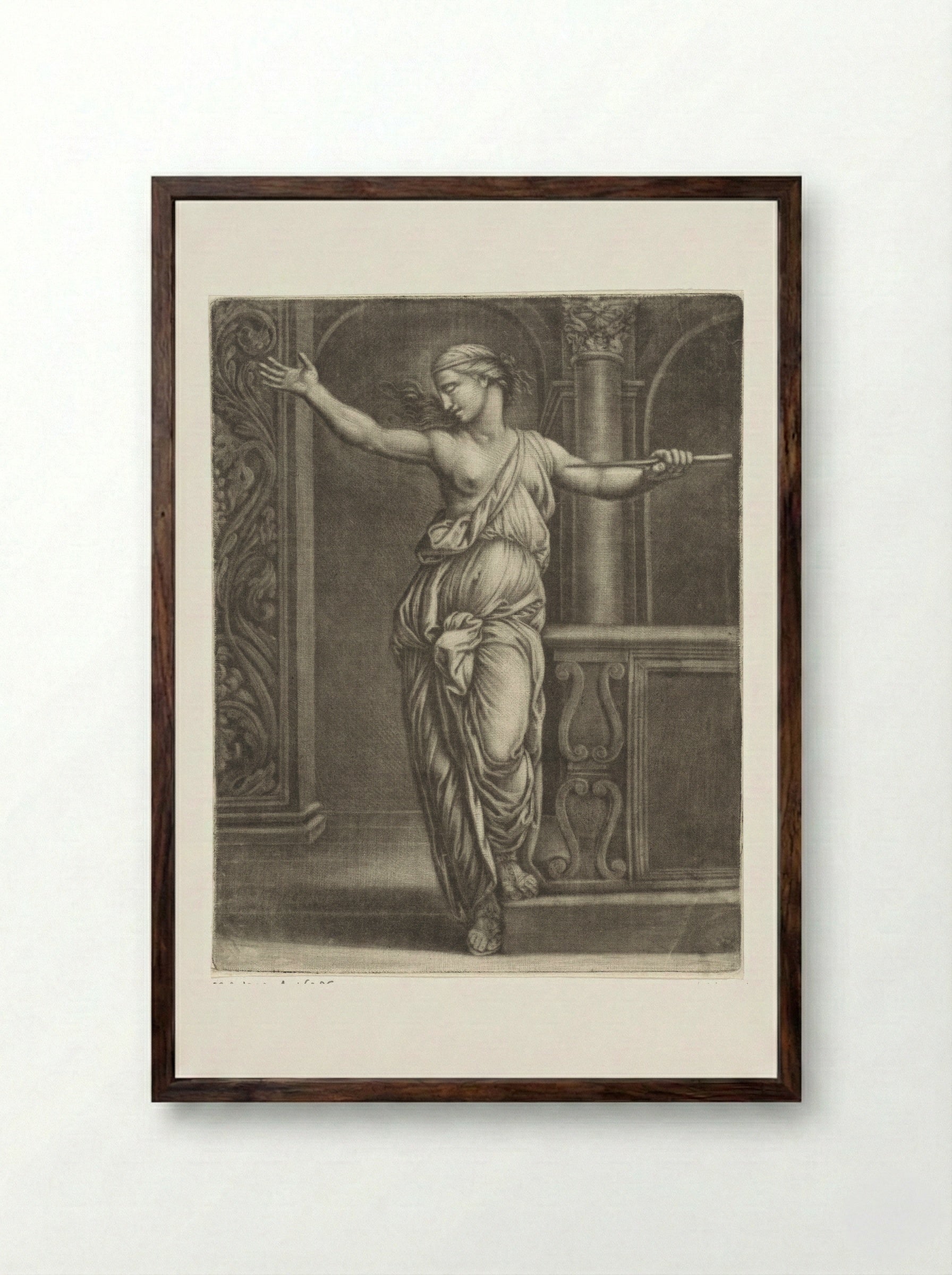 The Suicide of Lucretia - Jan van Somer - Framed Print Dark Wood
