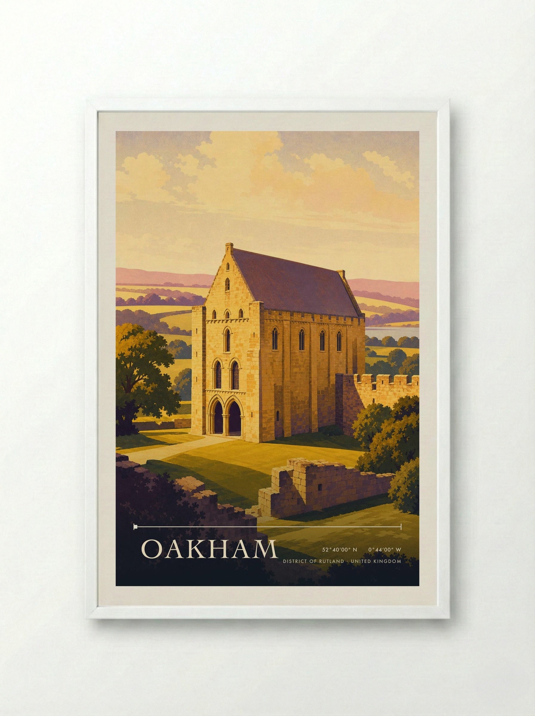 Oakham District of Rutland United Kingdom Travel Poster - Framed Print White