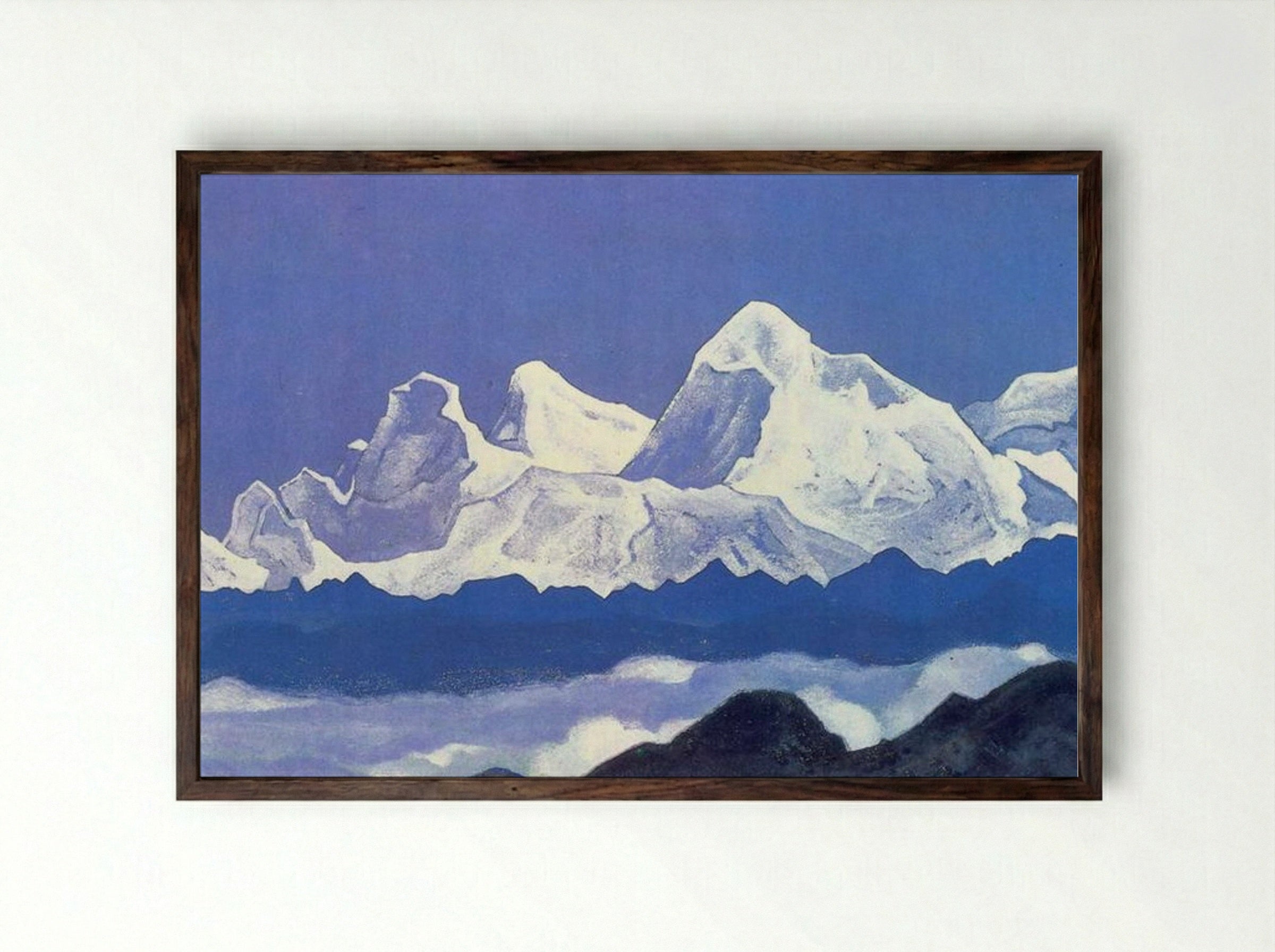 Everest - Nicholas Roerich - Framed Print Dark Wood