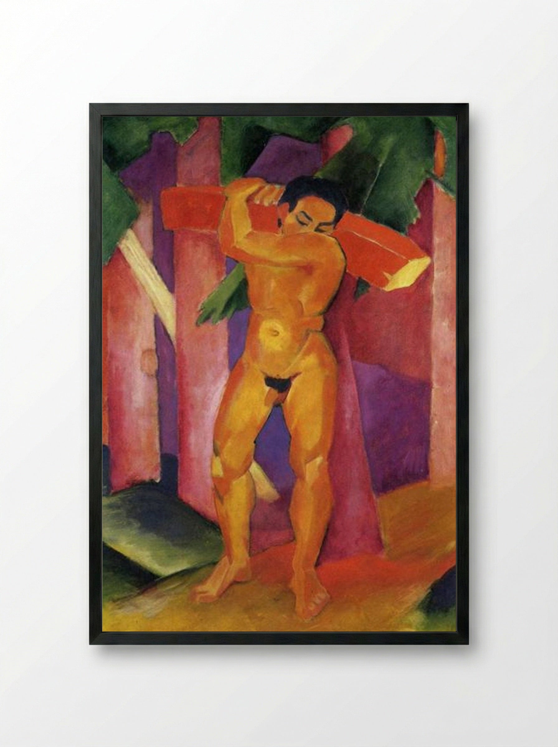 Woodcutter - Franz Marc - Framed Print Black