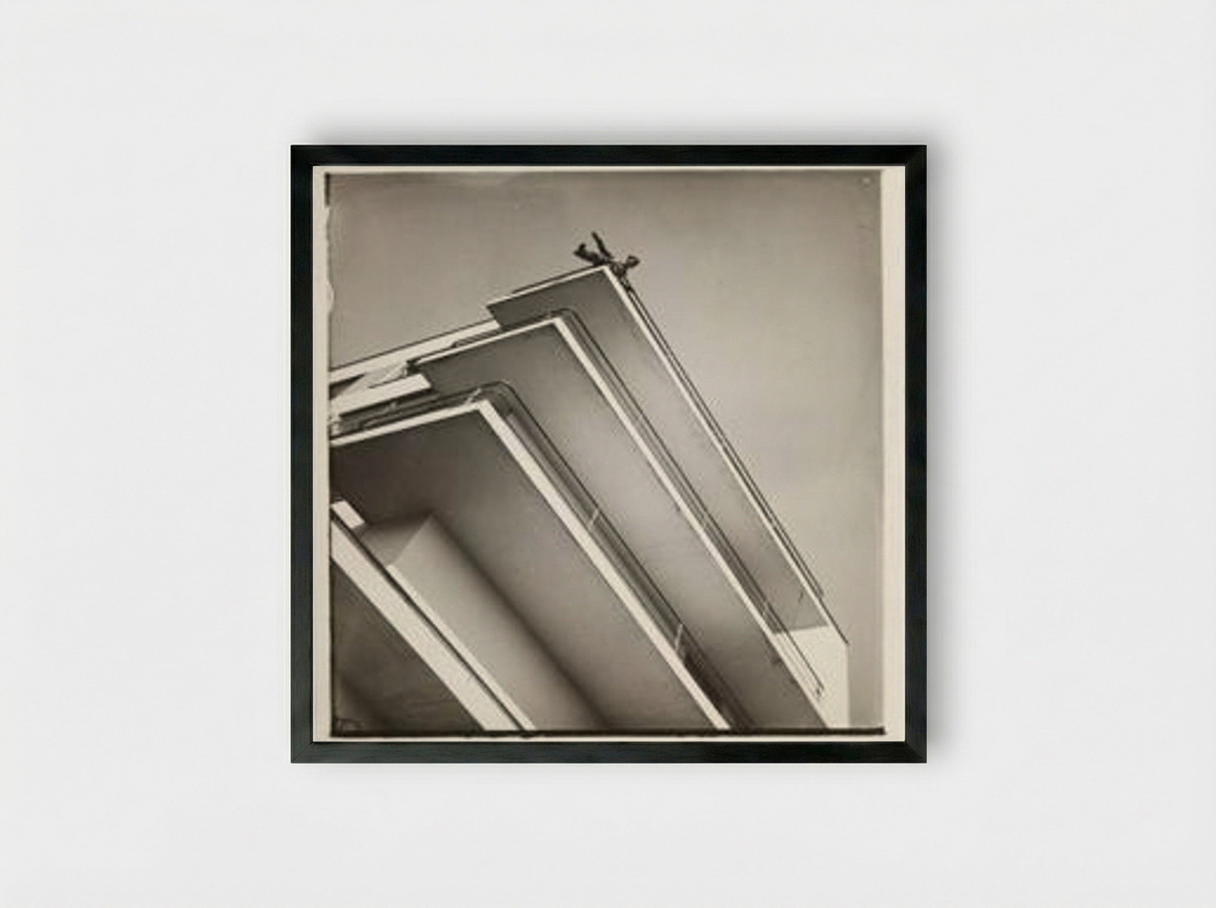 Xanti Schawinsky on a Bauhaus Balcony - László Moholy-Nagy - Framed Print Black