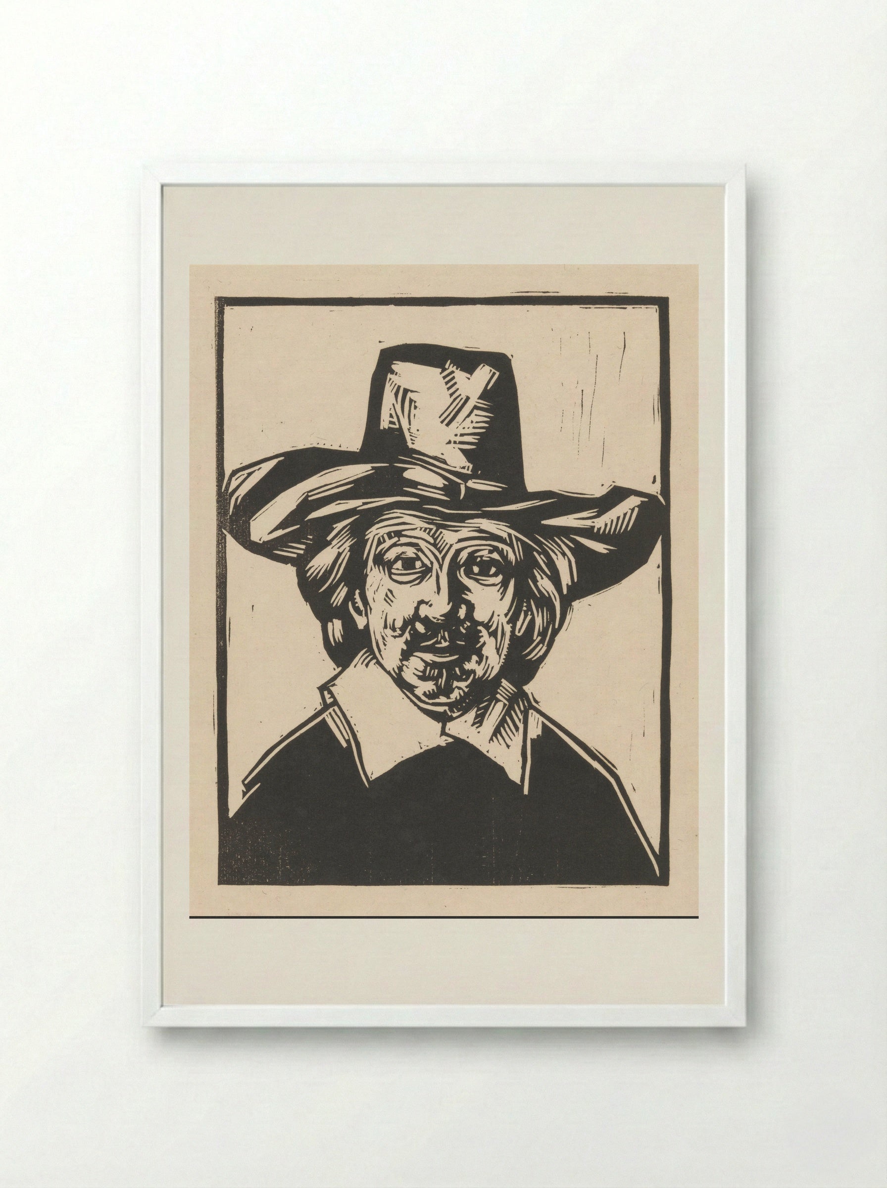 Man met hoed - Henri Jonas - Framed Print White