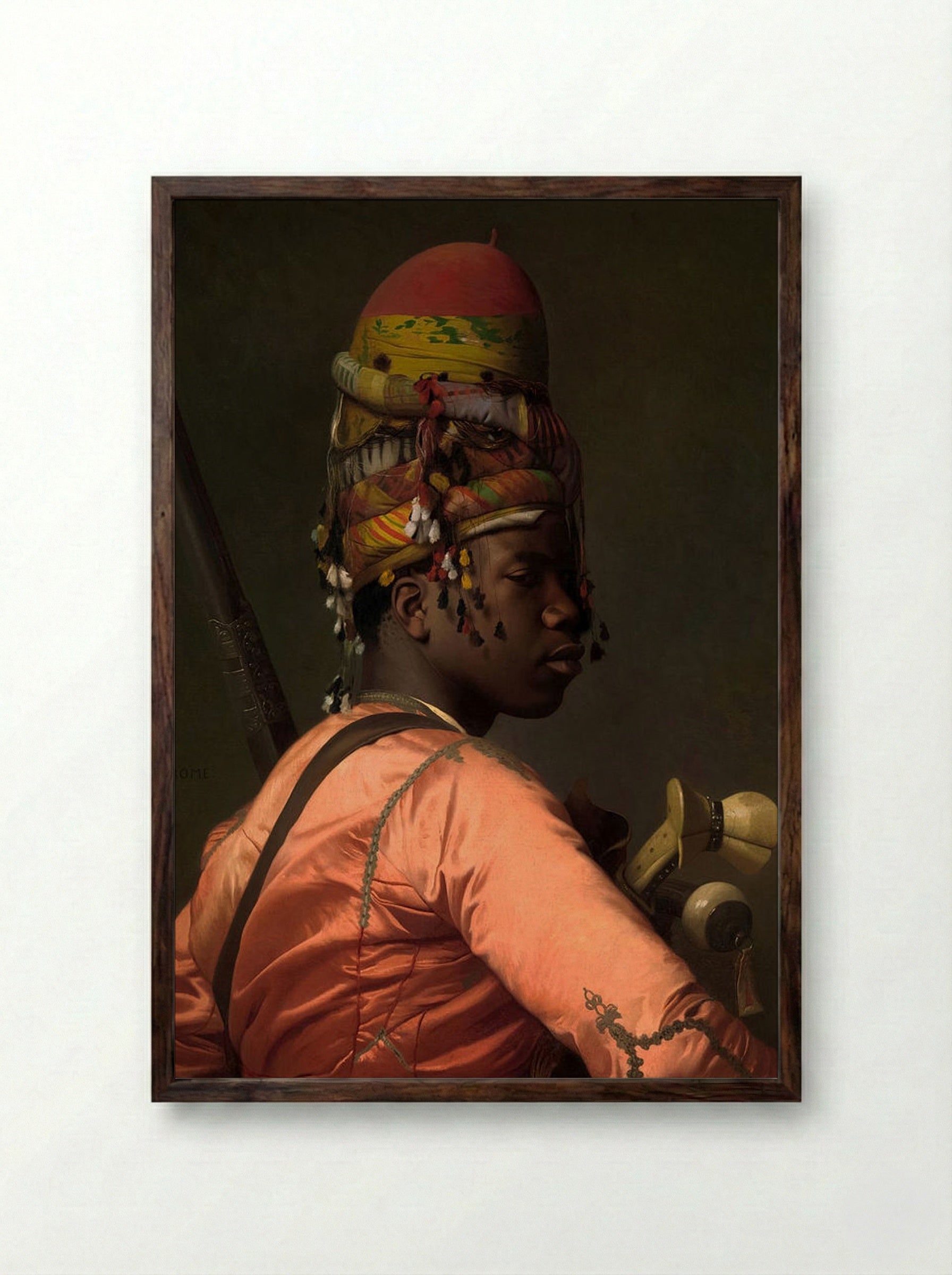 Black Bashi Bazouk - Jean-Léon Gérôme - Framed Print Dark Wood