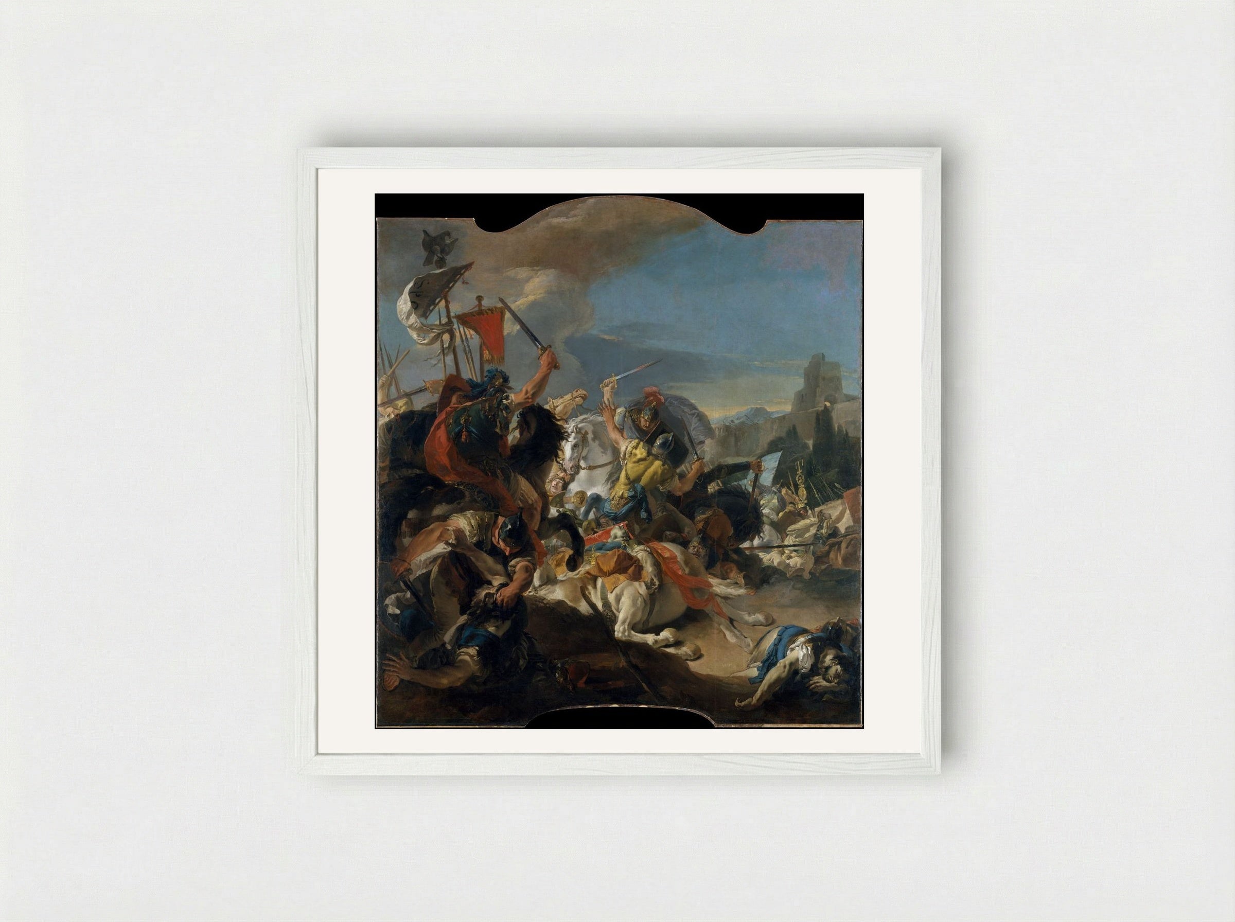 The Battle of Vercellae - Giovanni Battista Tiepolo - Framed Print White
