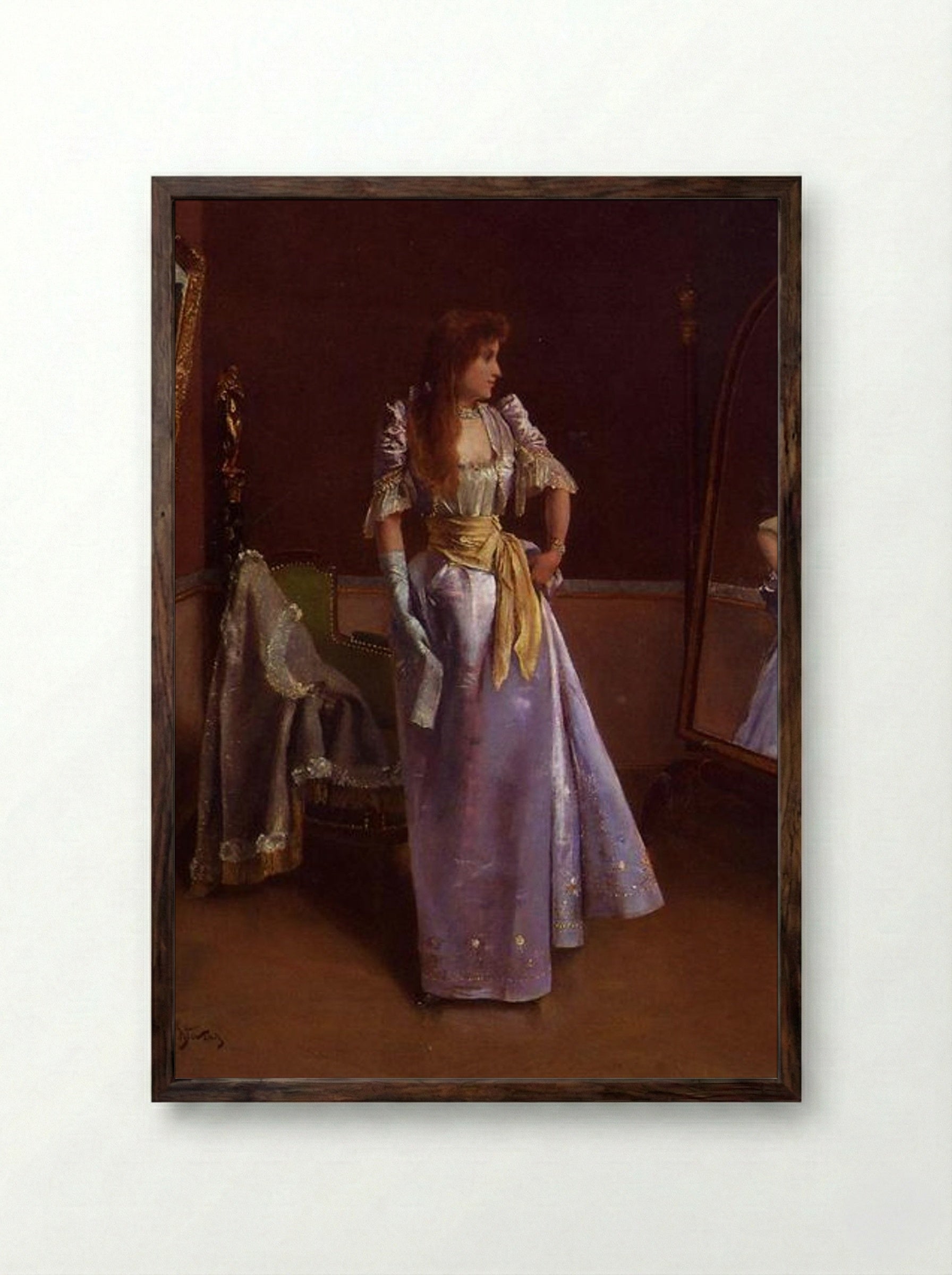 Ready for the Ball - Alfred Stevens - Framed Print Dark Wood