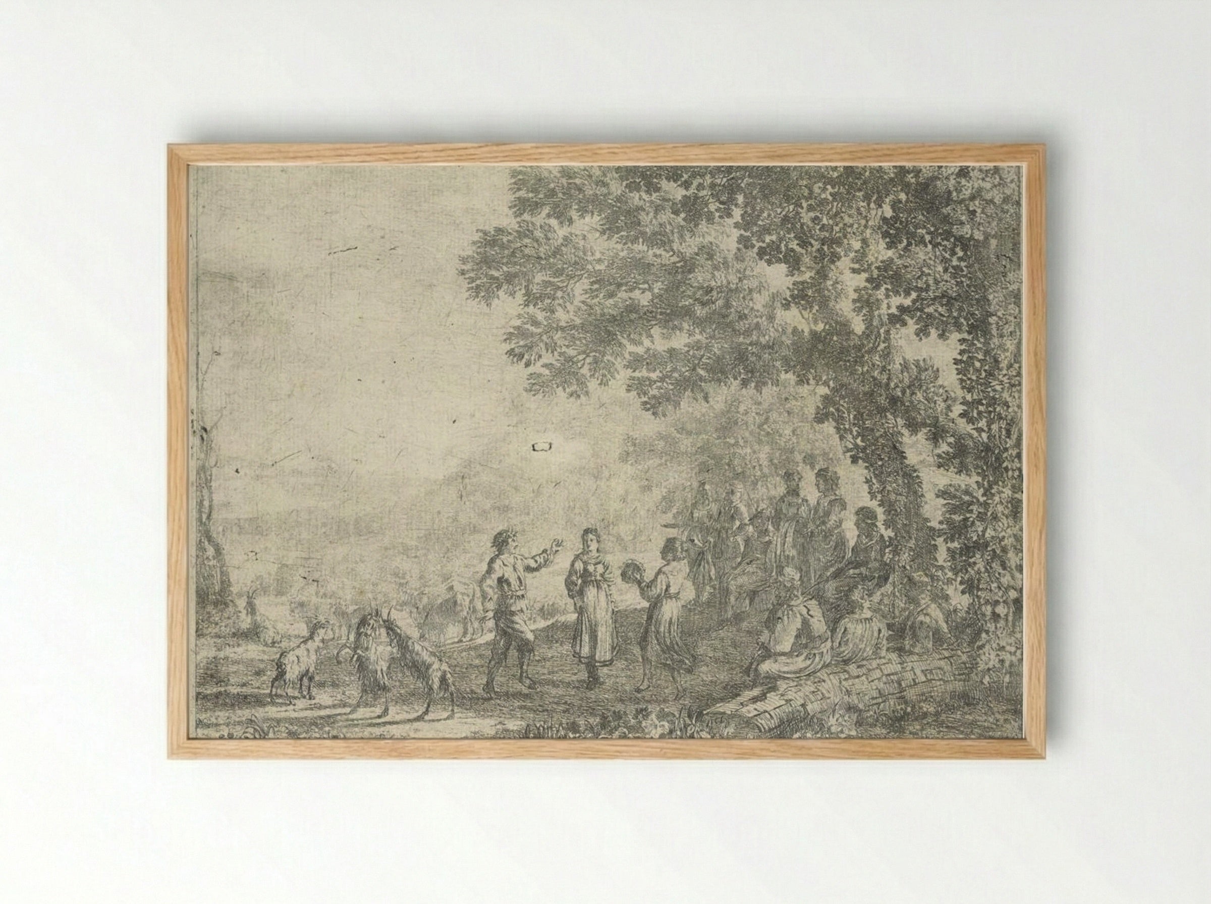 Landscape with a Country Dance, large plate - Claude Lorrain - Framed Print Wood