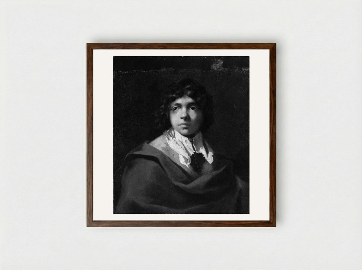 Portrait of a Young Boy - Sébastien Bourdon - Framed Print Dark Wood