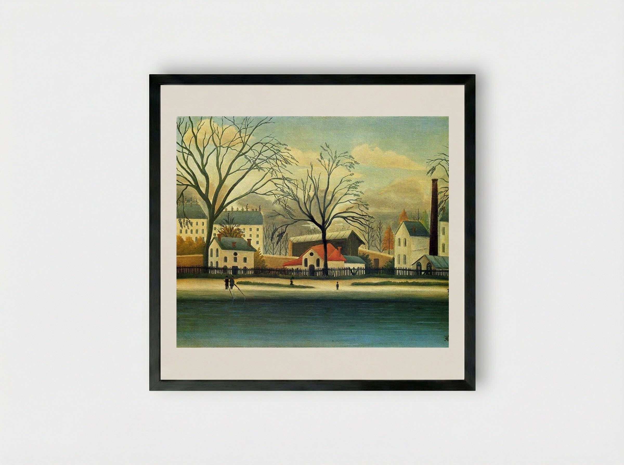 Suburban Scene - Henri Rousseau - Framed Print Black
