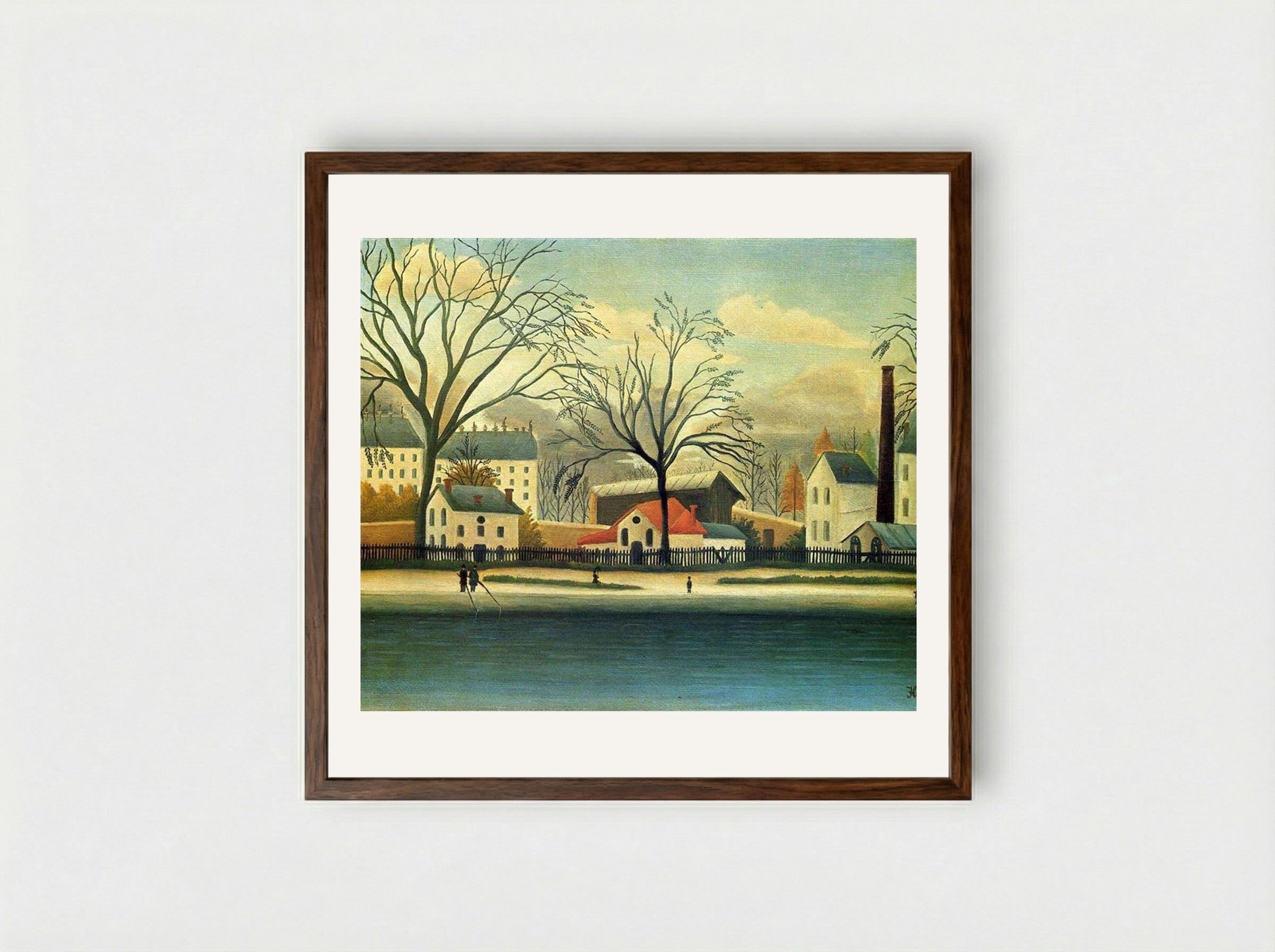 Suburban Scene - Henri Rousseau - Framed Print Dark Wood