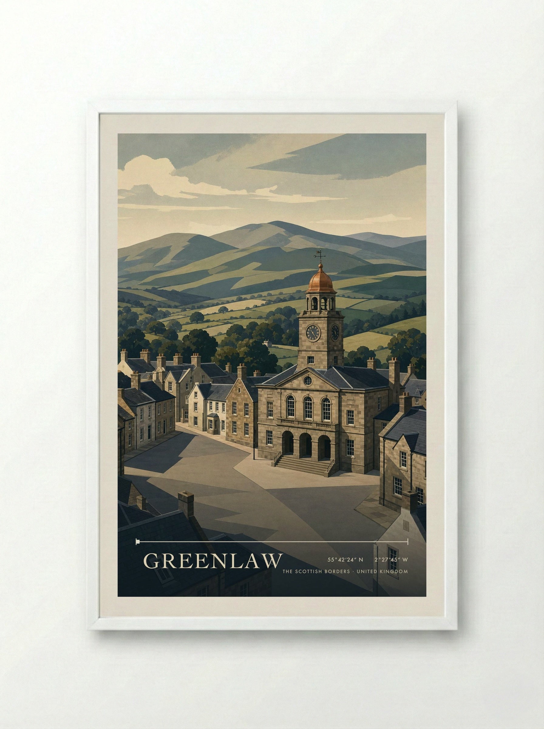 Greenlaw The Scottish Borders United Kingdom Travel Poster - Framed Print White