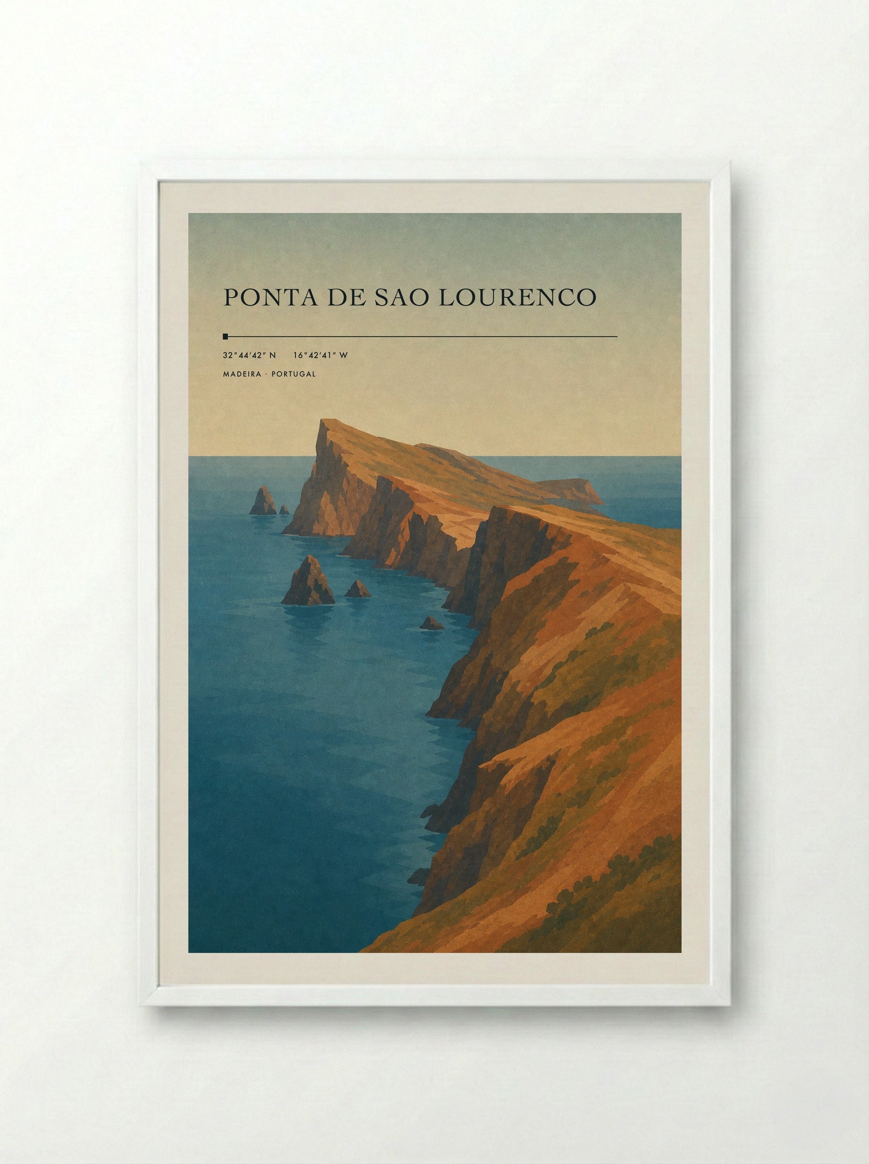 Ponta de Sao Lourenco Travel Poster Artwork - Framed Print White