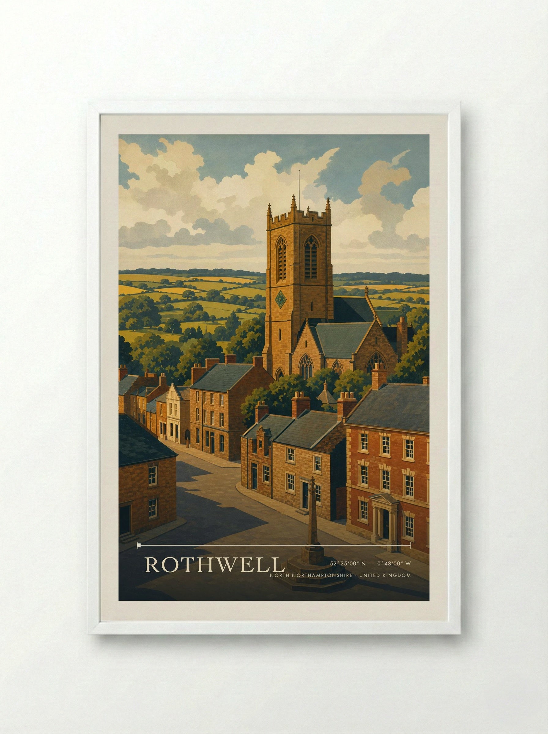 Rothwell North Northamptonshire United Kingdom Travel Poster - Framed Print White