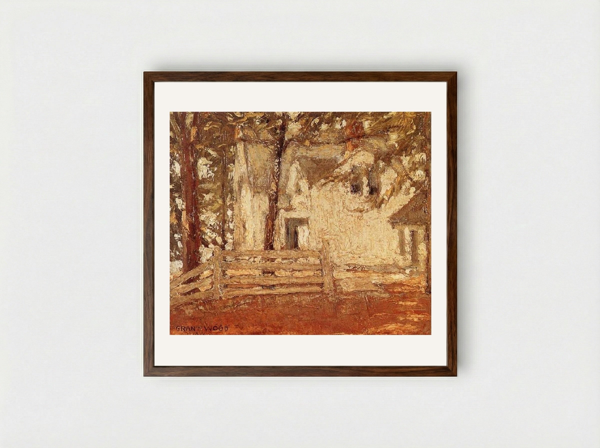 Grandmother's House - Grant Wood - Framed Print Dark Wood