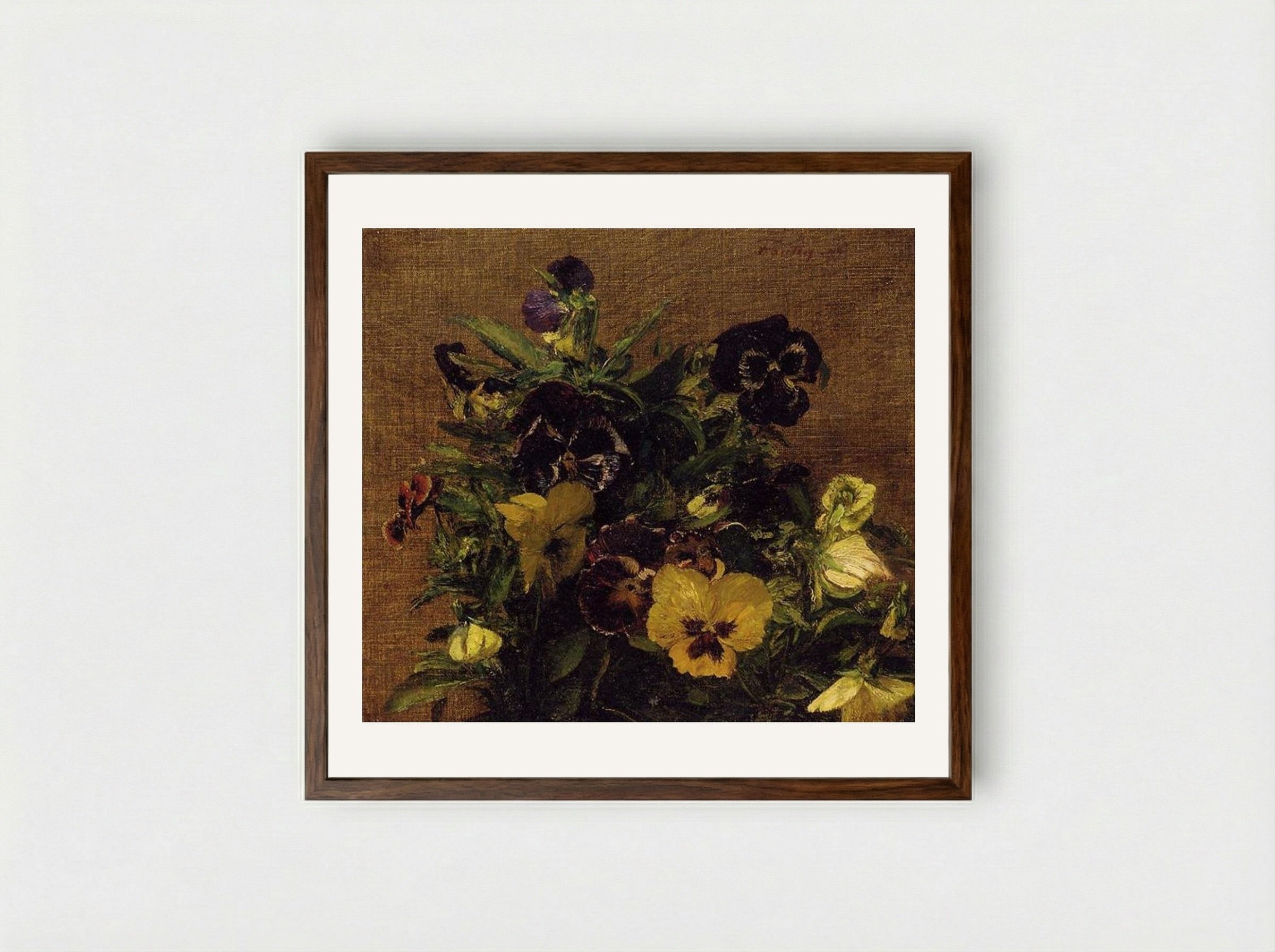 Pansies - Henri Fantin-Latour - Framed Print Dark Wood