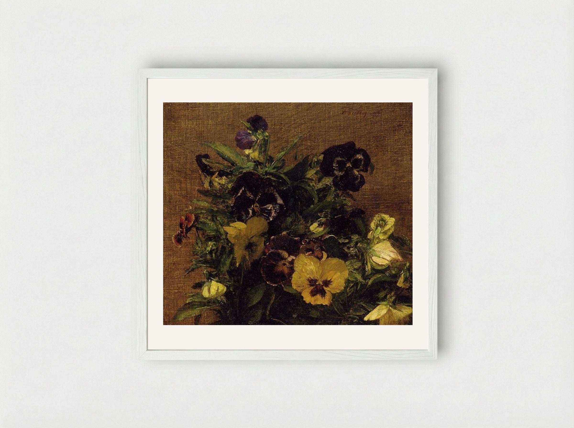 Pansies - Henri Fantin-Latour - Framed Print White