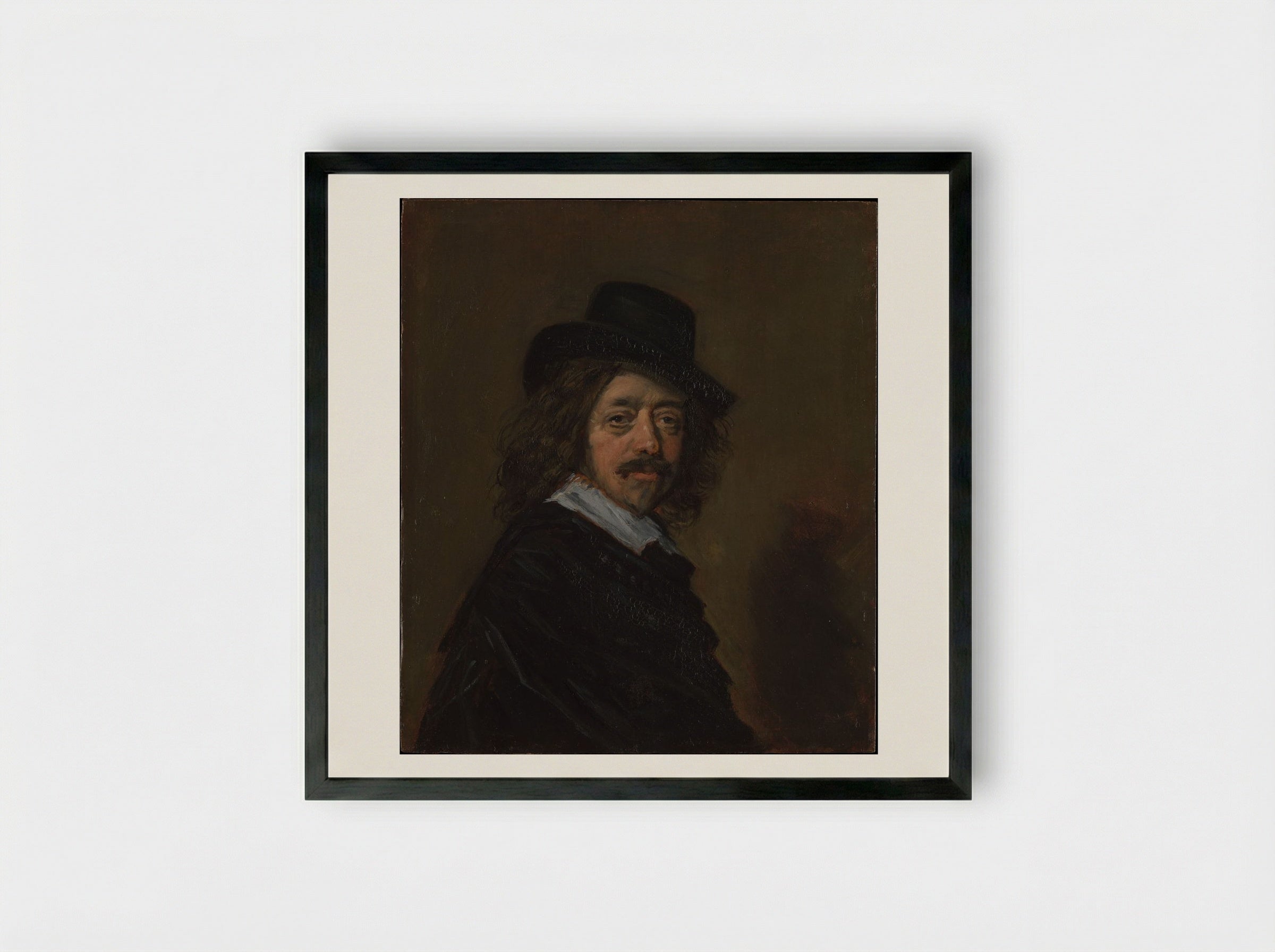Portrait of a Man in a Slouch Hat - Frans Hals - Framed Print Black