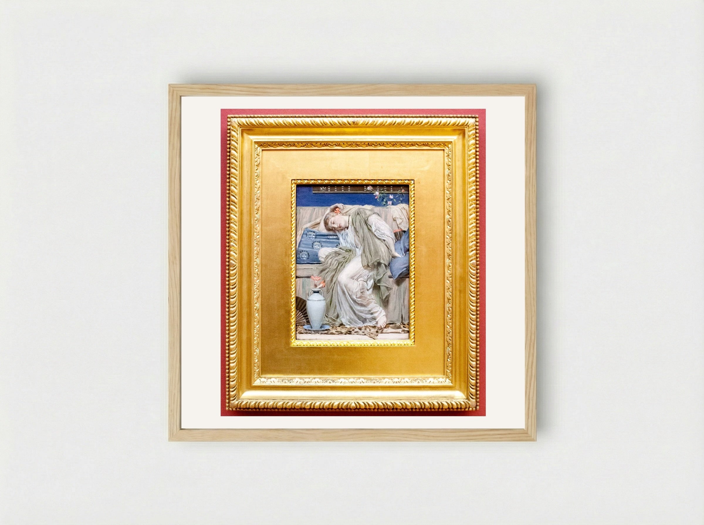 A Sleeping Girl - Albert Joseph Moore - Framed Print Wood