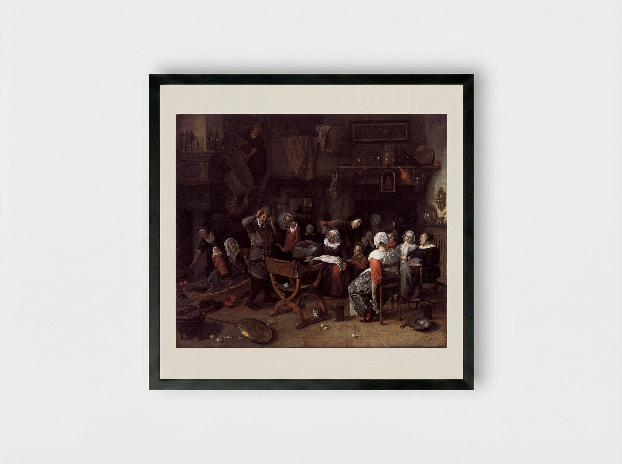 The Twin Birth Celebration - Jan Steen - Framed Print Black