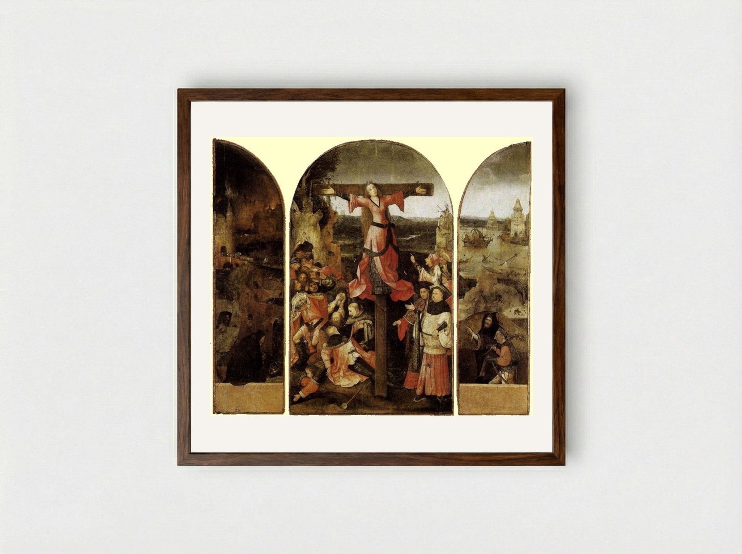 St. Liberata Triptych - Hieronymus Bosch - Framed Print Dark Wood