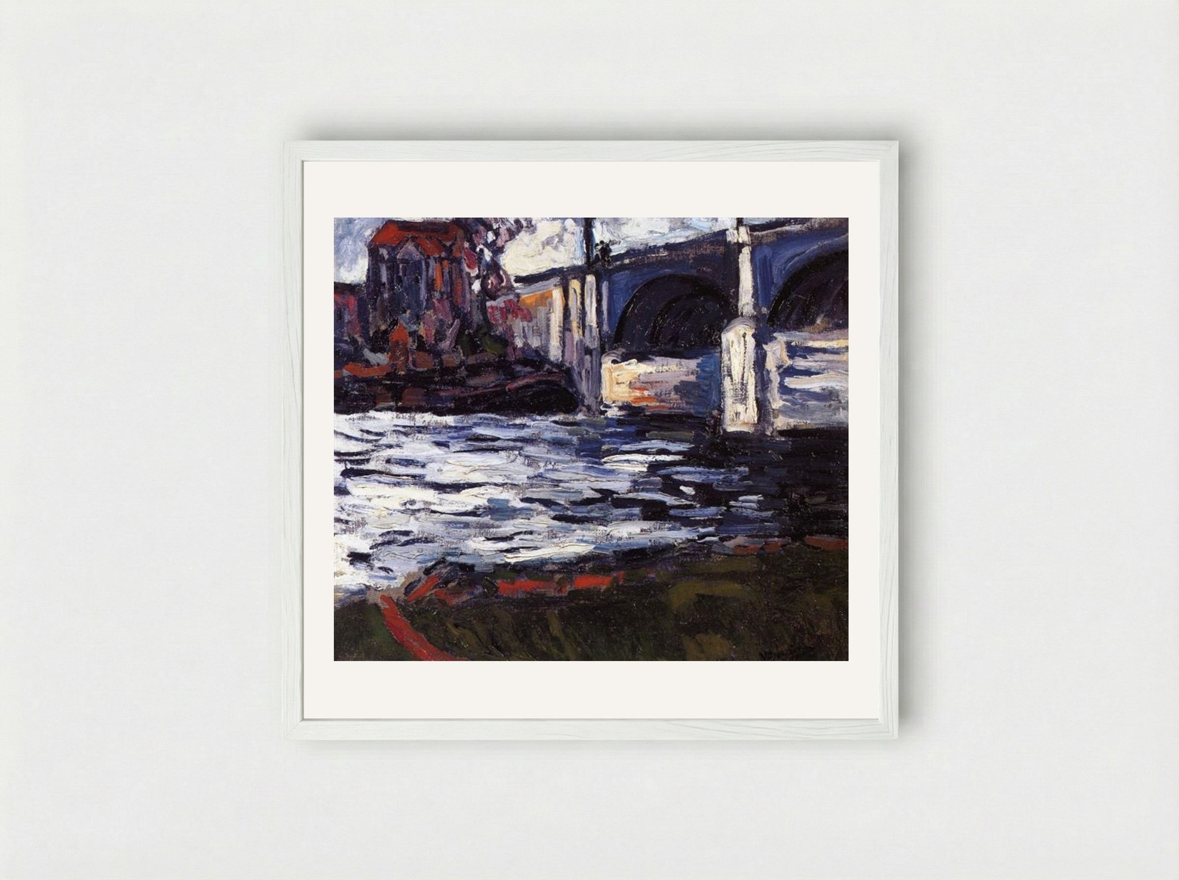 The Seine and the Chatou Bridge - Maurice de Vlaminck - Framed Print White