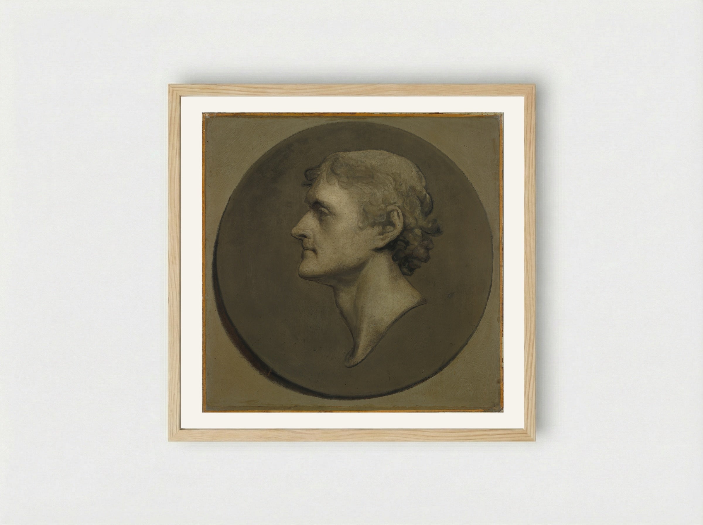 Thomas Jefferson (The Medallion Portrait) - Gilbert Stuart - Framed Print Wood