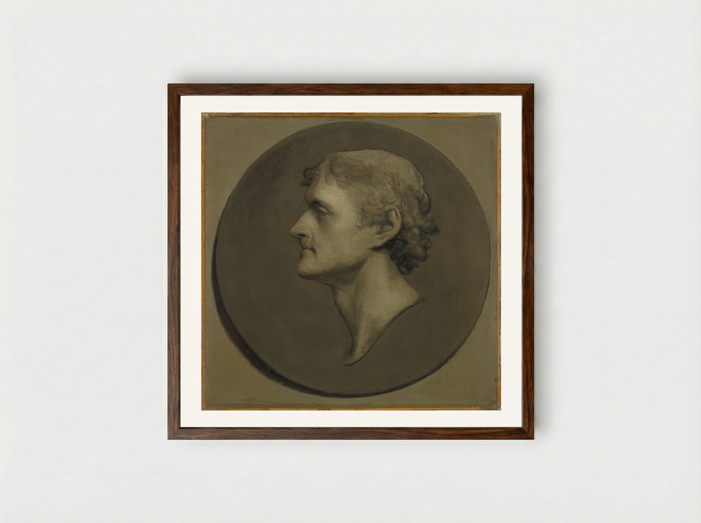 Thomas Jefferson (The Medallion Portrait) - Gilbert Stuart - Framed Print Dark Wood