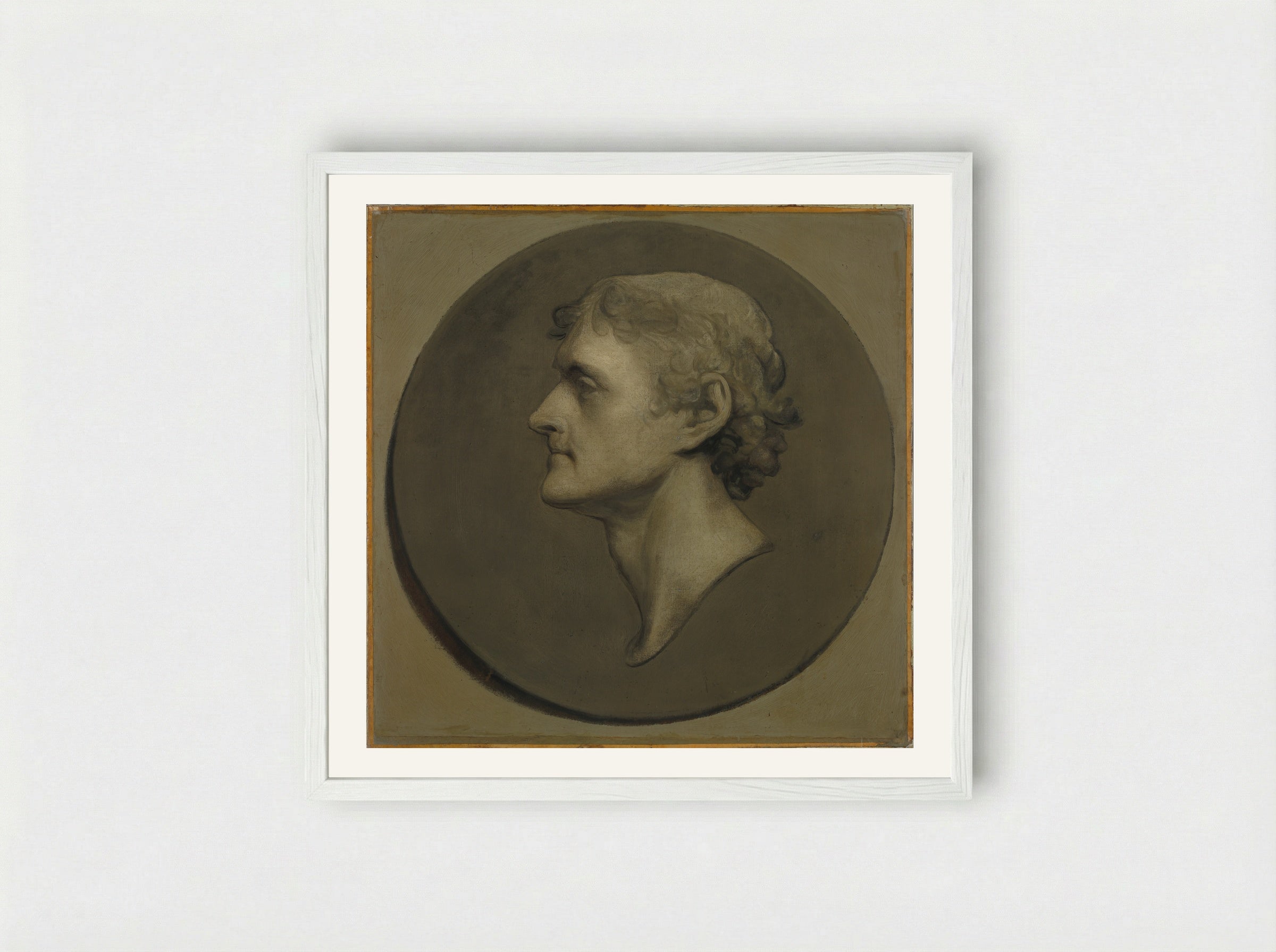 Thomas Jefferson (The Medallion Portrait) - Gilbert Stuart - Framed Print White