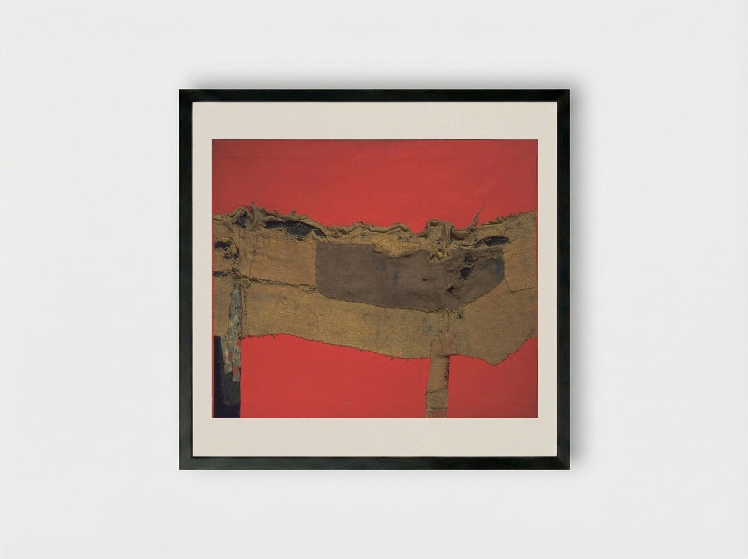 Sacking and Red - Alberto Burri - Framed Print Black