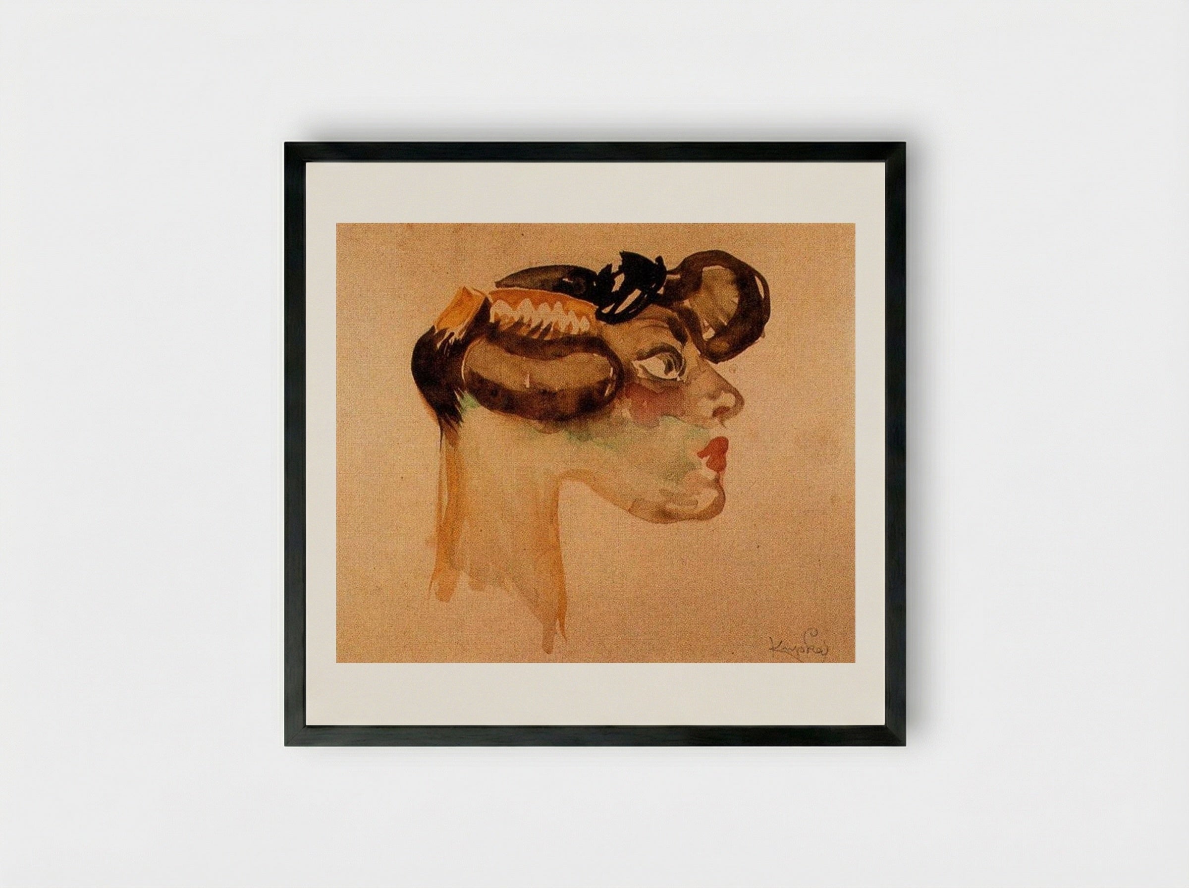 Head of a Woman - Frantisek Kupka - Framed Print Black