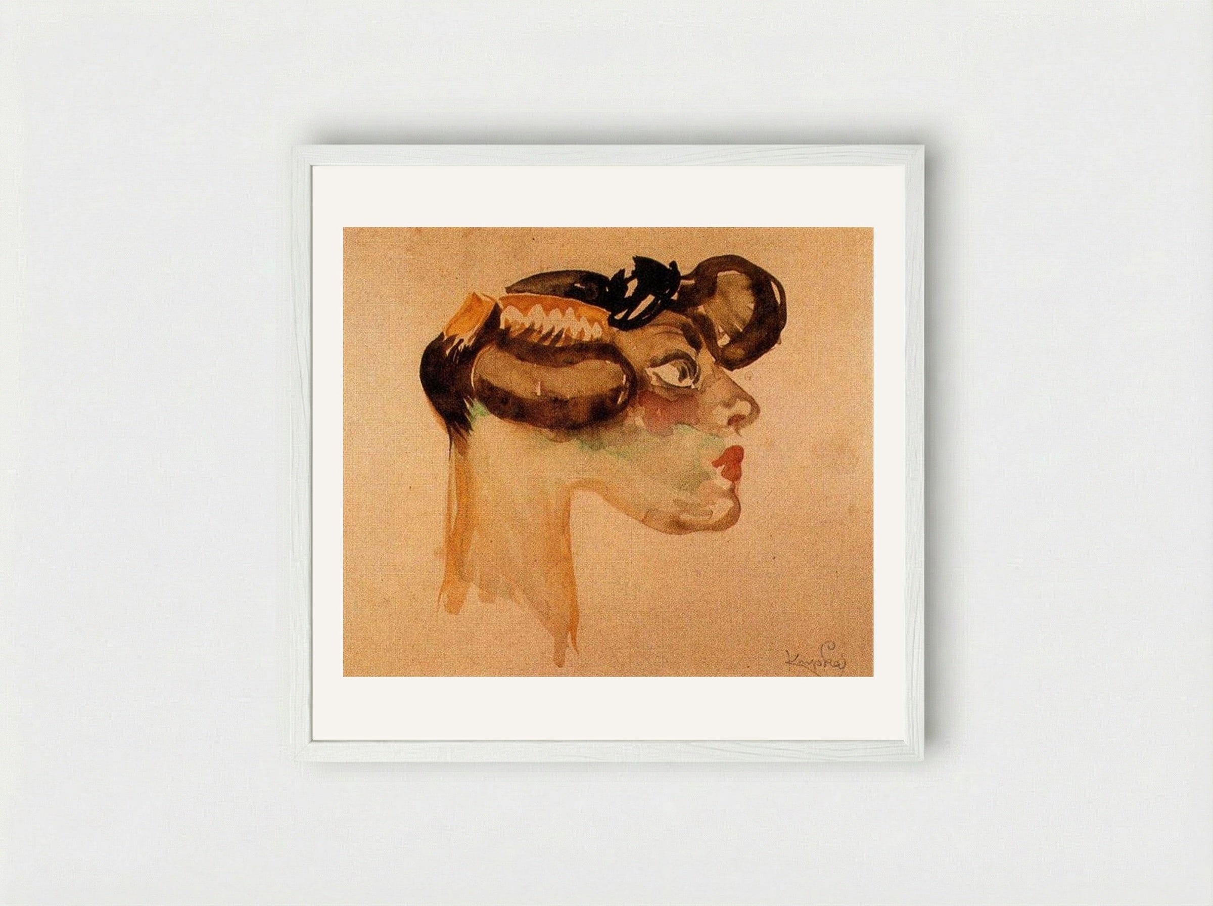 Head of a Woman - Frantisek Kupka - Framed Print White