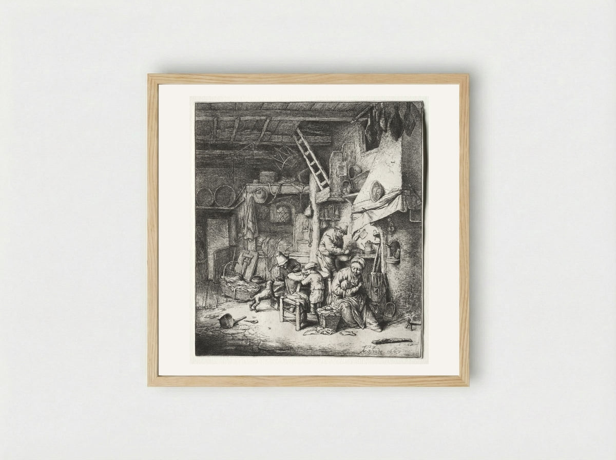 The Family - Adriaen van Ostade - Framed Print Wood