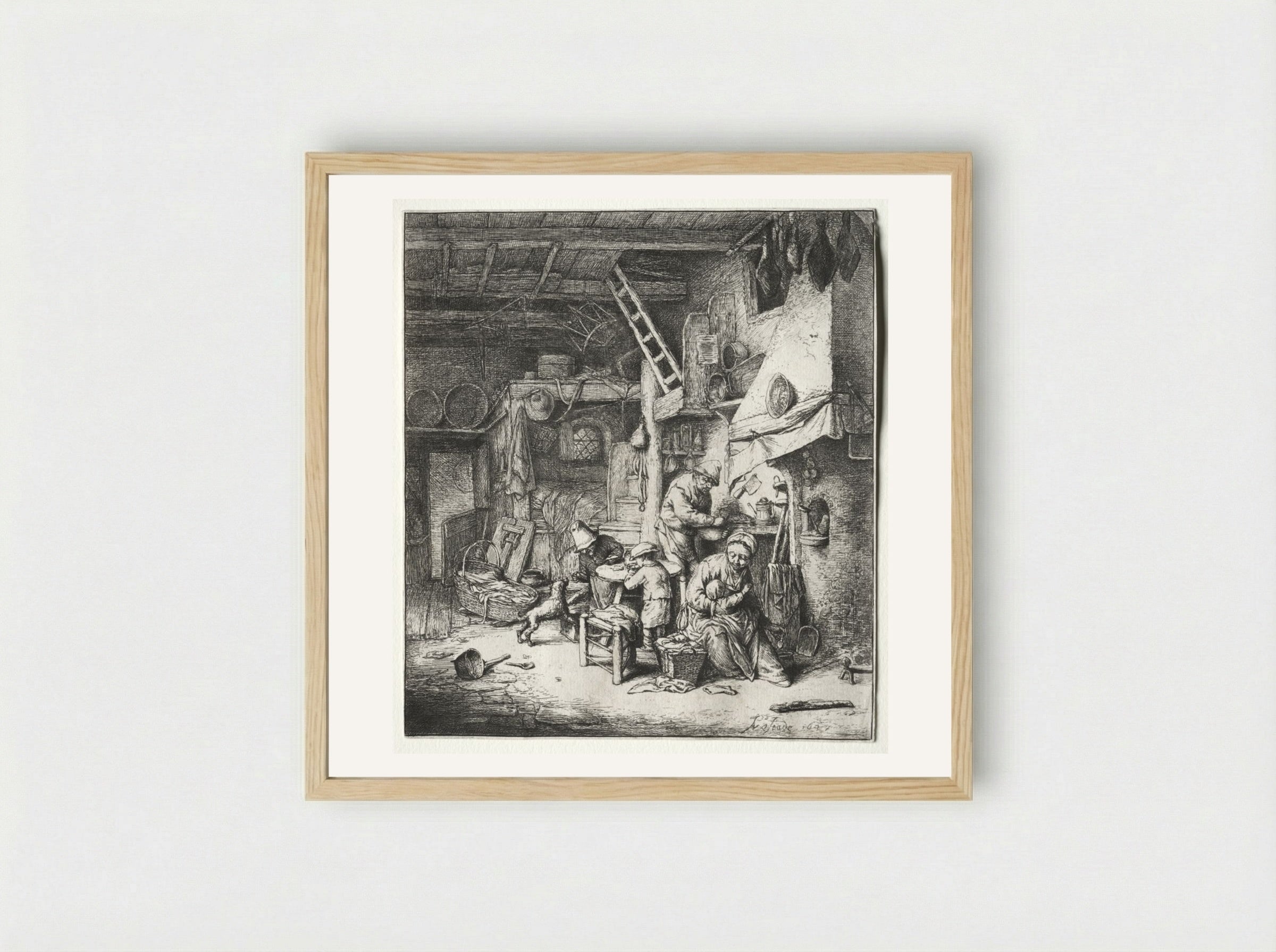 The Family - Adriaen van Ostade - Framed Print Wood