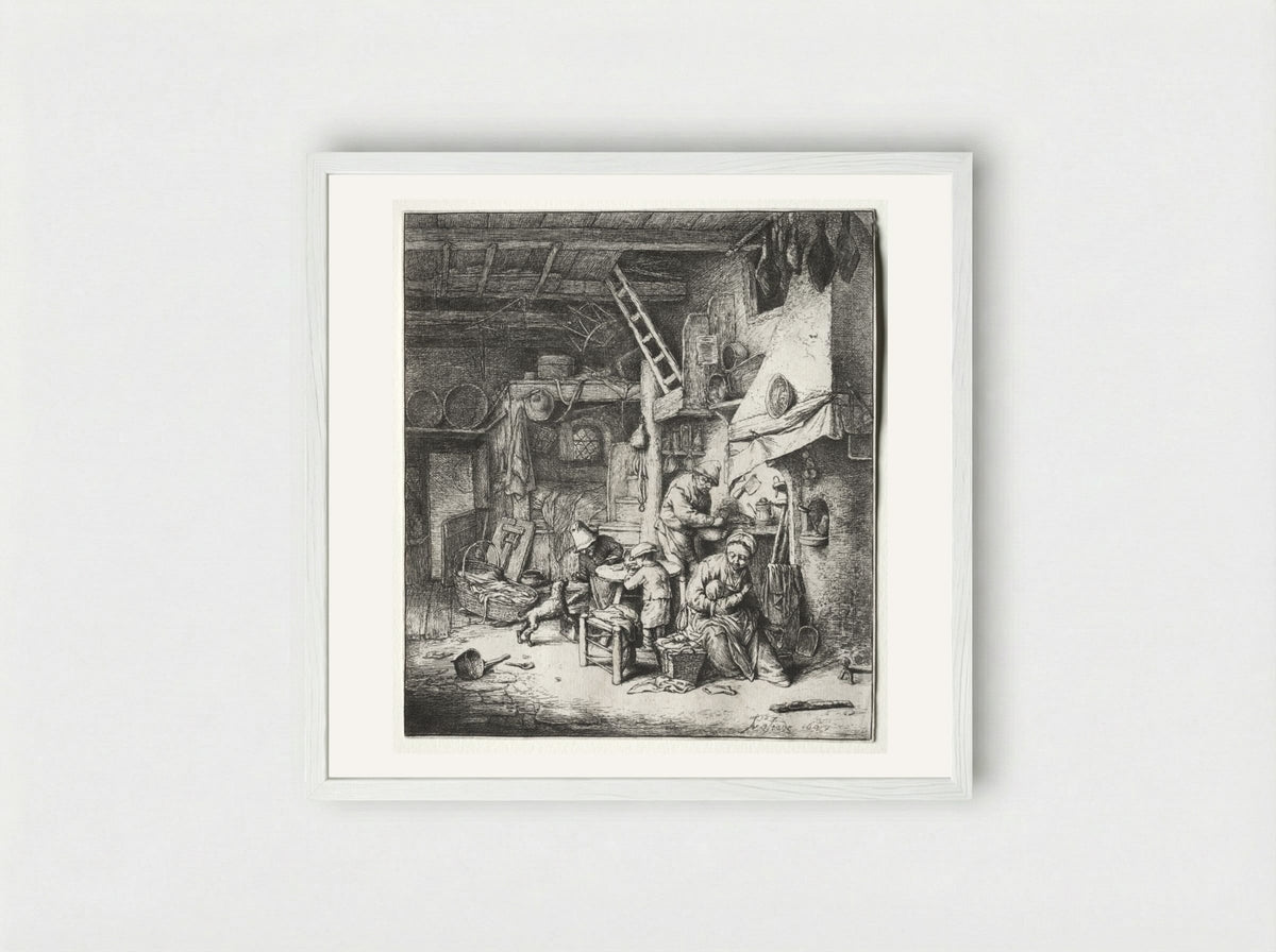 The Family - Adriaen van Ostade - Framed Print White