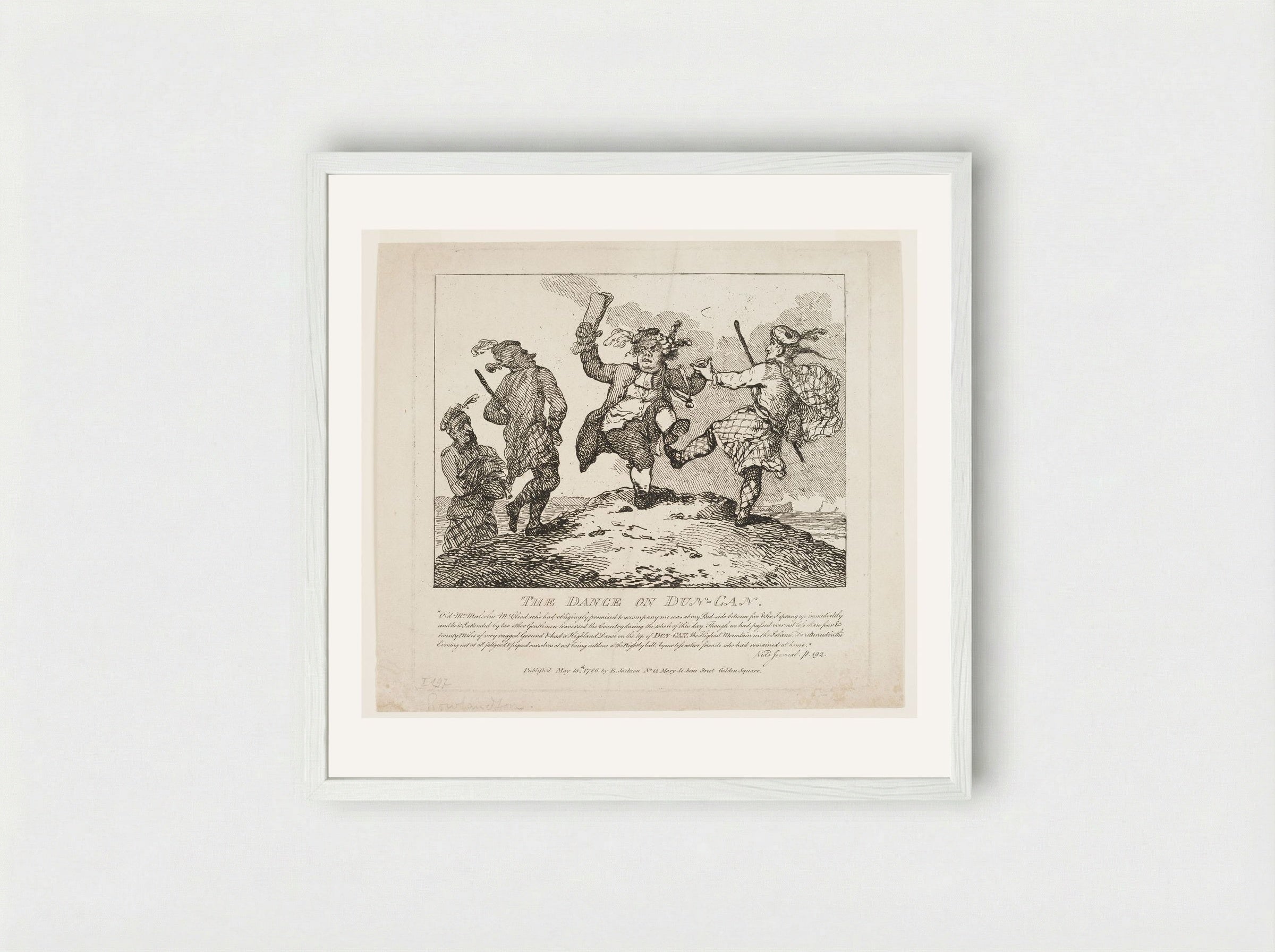 The Dance on Dun-Can - Thomas Rowlandson - Framed Print White