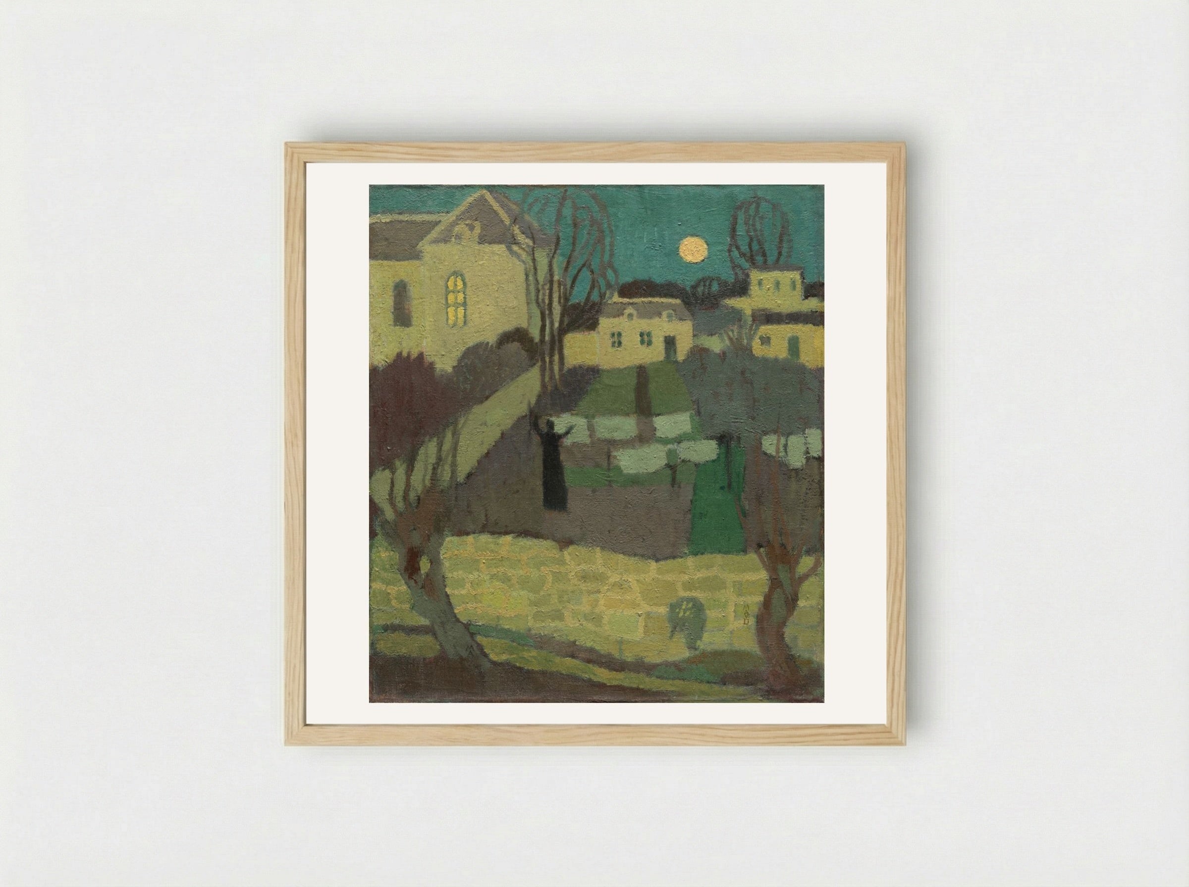 Drying the Linen, or Moonrise at the Priory - Maurice Denis - Framed Print Wood
