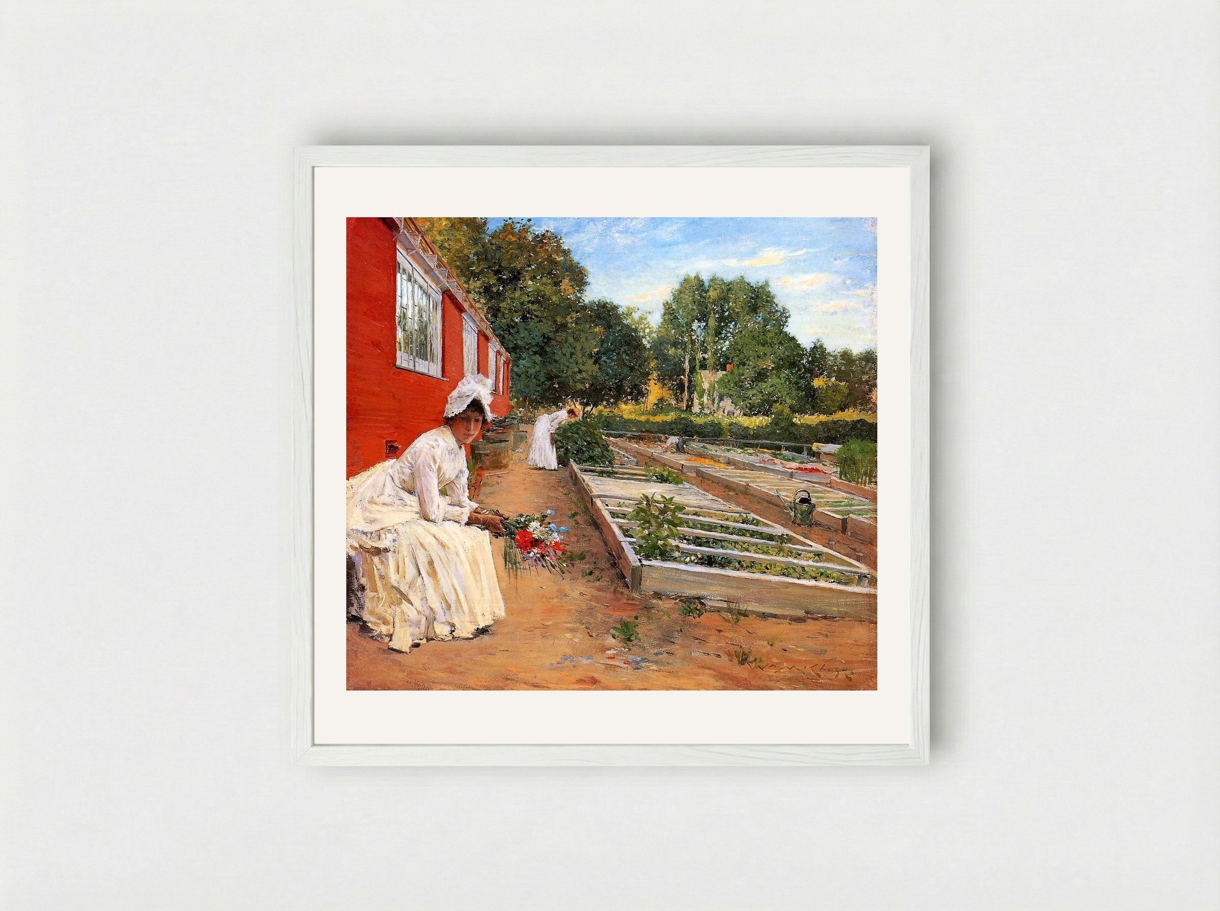 The Nursery - William Merritt Chase - Framed Print White