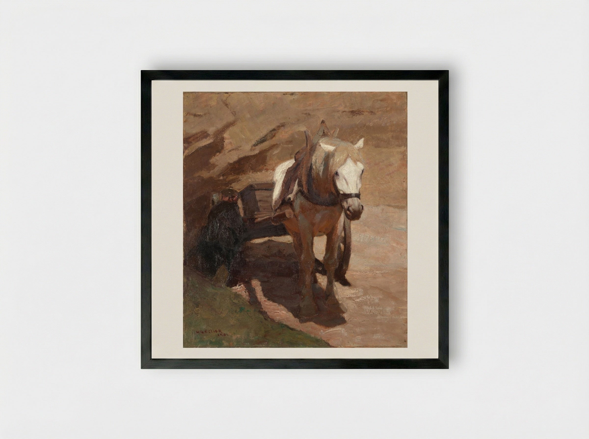 In the Sand-pit - Henry Keller - Framed Print Black