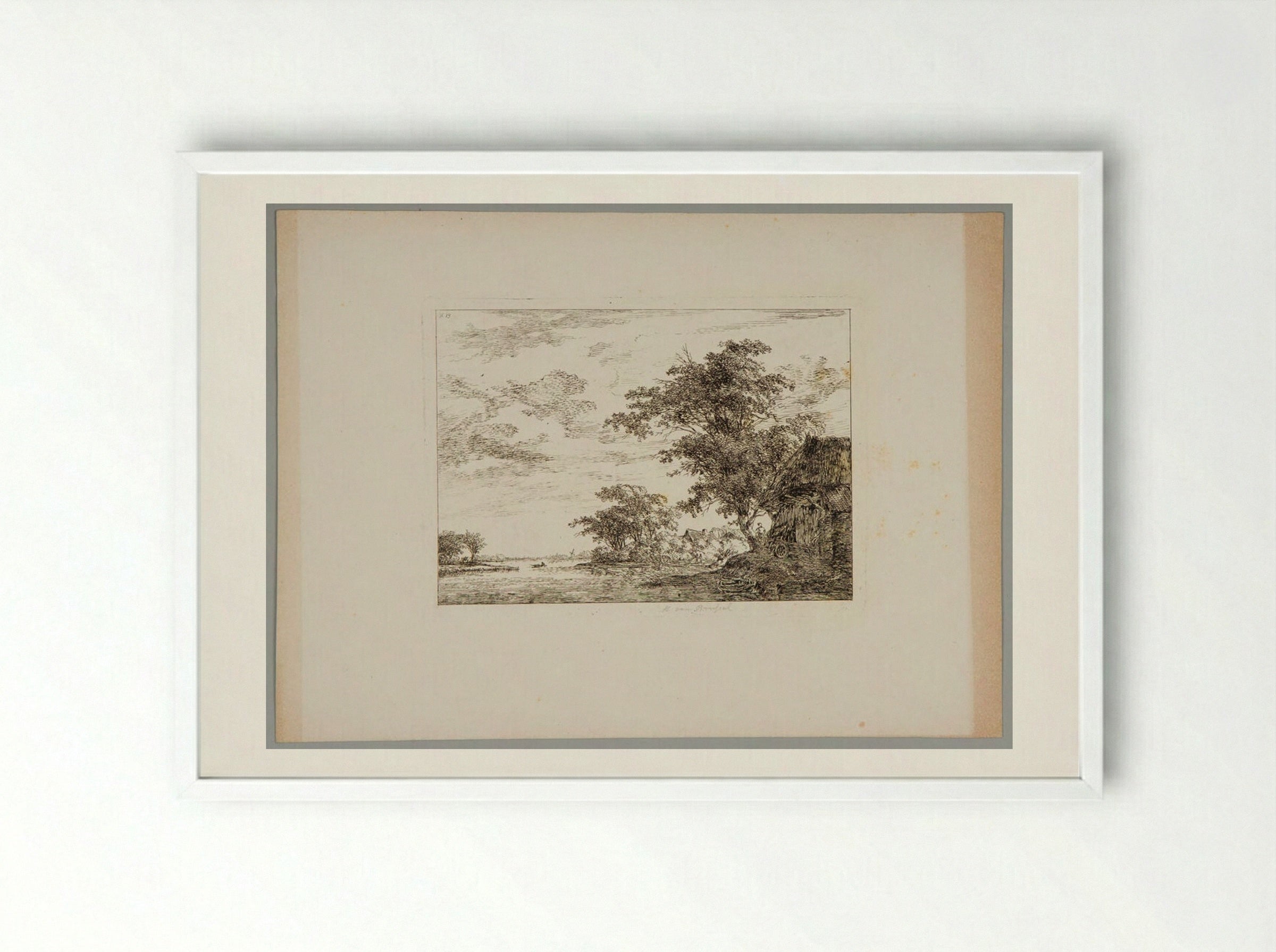 Plate III (Rural Scene with Cottage) - Hermanus van Brussel - Framed Print White