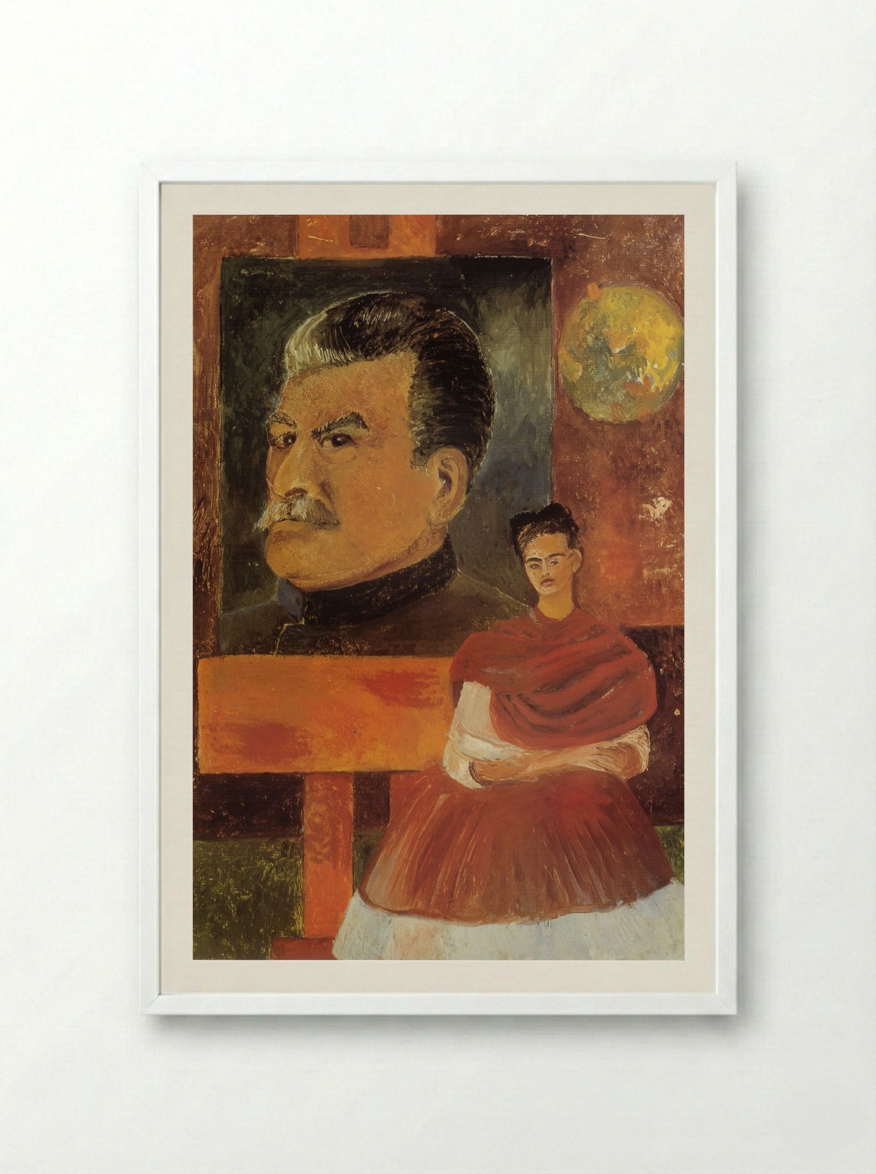 Self-Portrait with Stalin - Frida Kahlo - Framed Print White